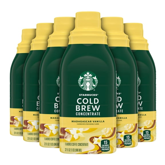 (6 pack) Starbucks Madagascar Vanilla, Cold Brew Coffee Concentrate, Iced Coffee, 32 fl oz