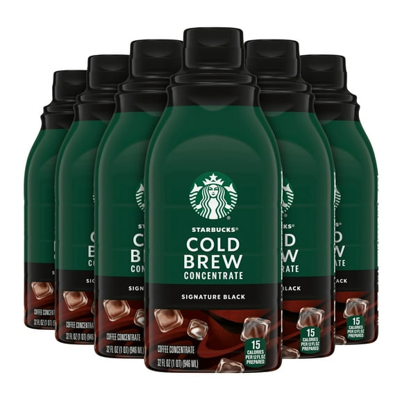 (6 pack) Starbucks Signature Black, Cold Brew Coffee Concentrate, Iced Coffee, 32 fl oz