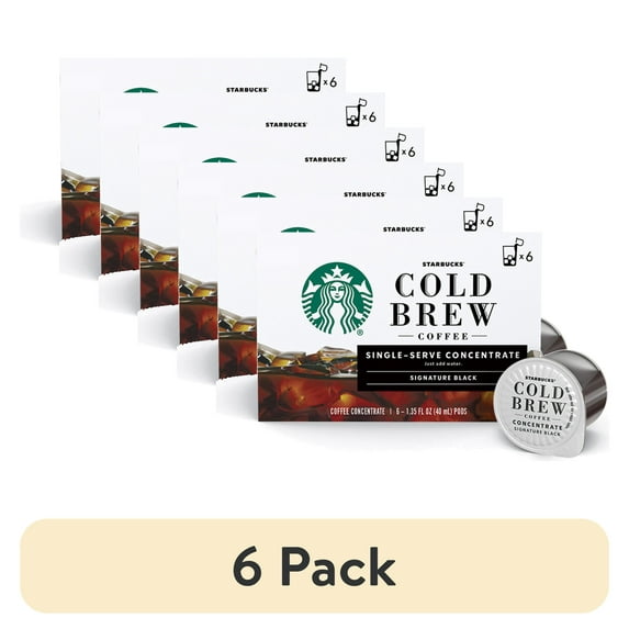 (6 pack) Starbucks Signature Black Cold Brew Coffee, Single-Serve Concentrate Pods, 6 Count
