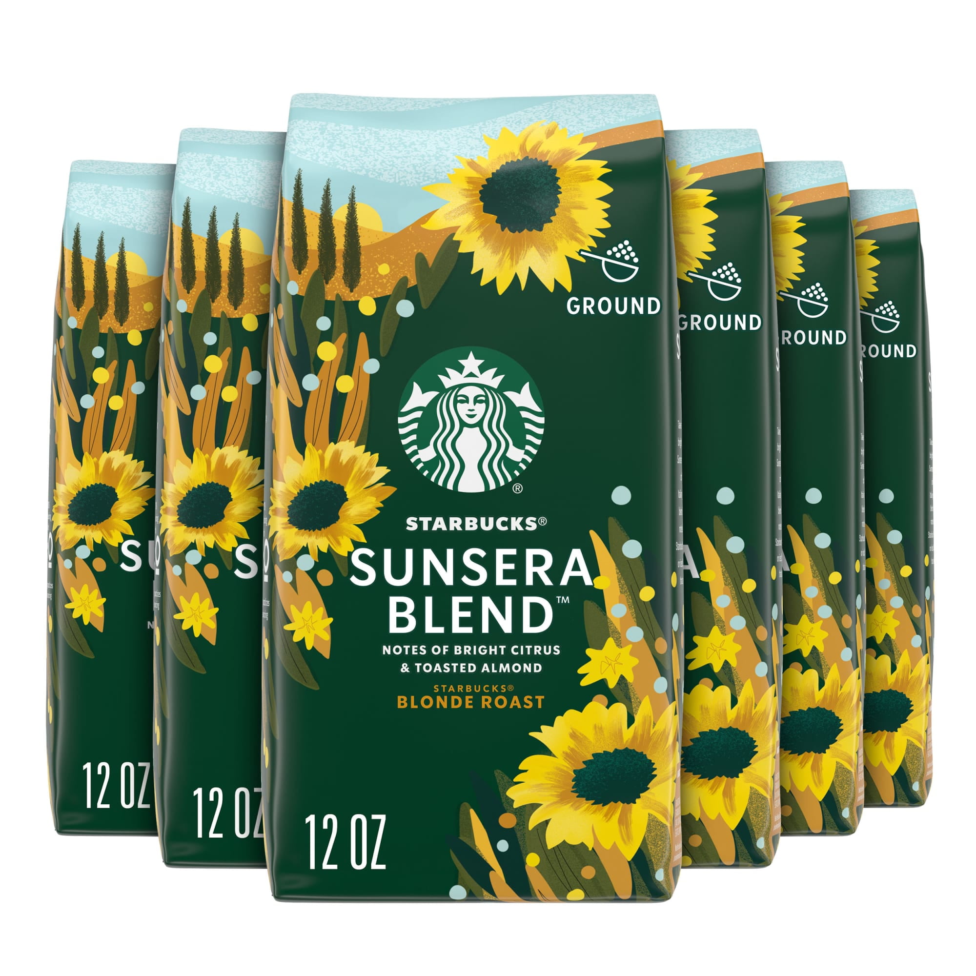 (6 pack) Starbucks Sunera Blend, Light Roast Ground Coffee, 12 oz