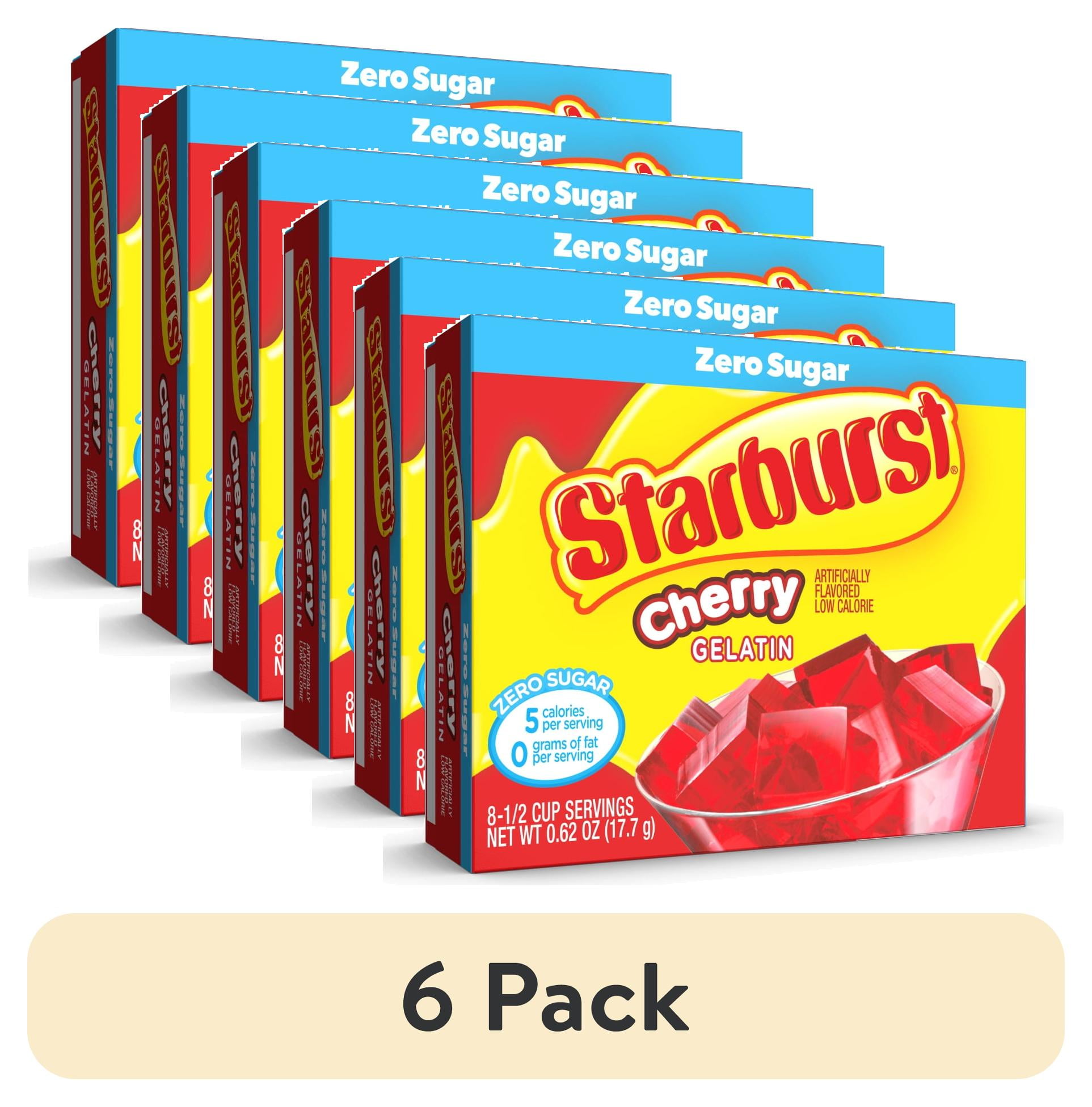 (6 pack) Starburst Sugar-Free Cherry Gelatin Mix, 8 Servings, 0.62 oz Cardboard Box