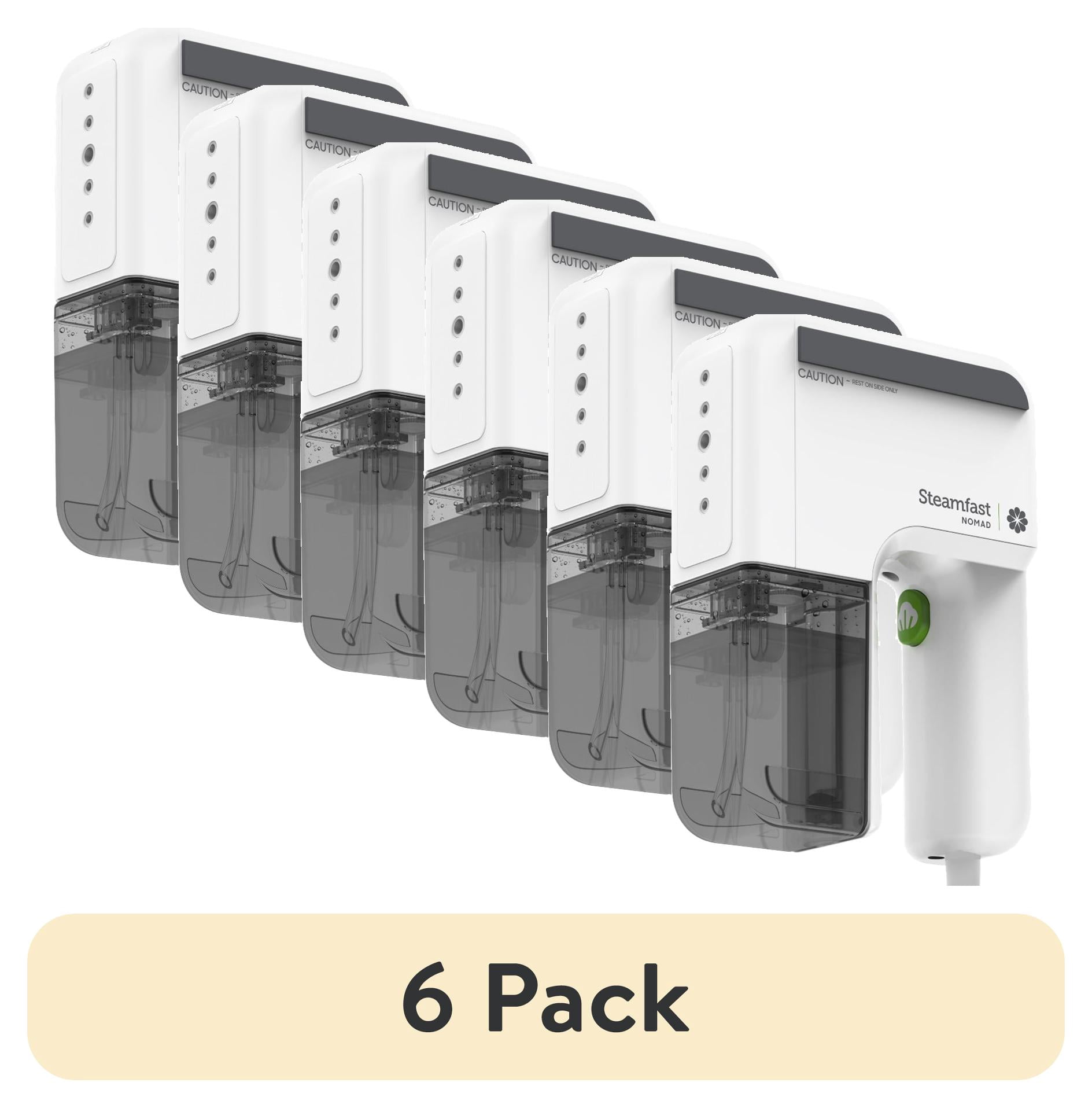 (6 pack) Steamfast Nomad Handheld Travel Garment Steamer, 800W, Compact and Portable, 30-Second Heat Up, 11-Minutes of Continous Steam, 5 fl oz. Detachable Water Tank, Auto Shut-off, White