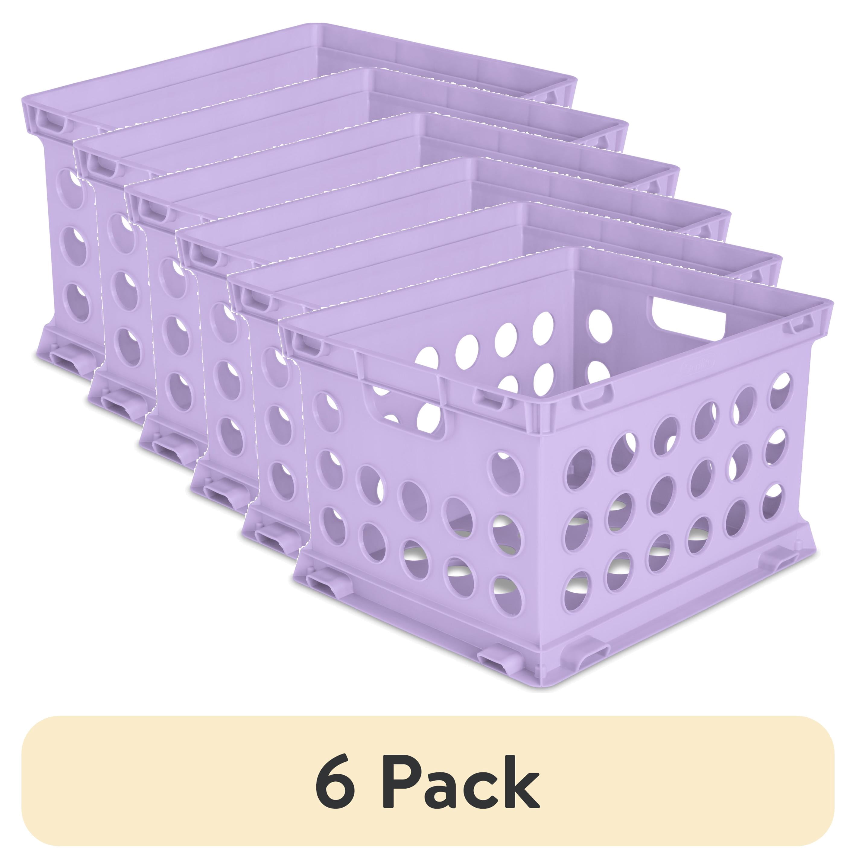6 pack) Sterilite File Crate, Versatile Plastic Bin with Through