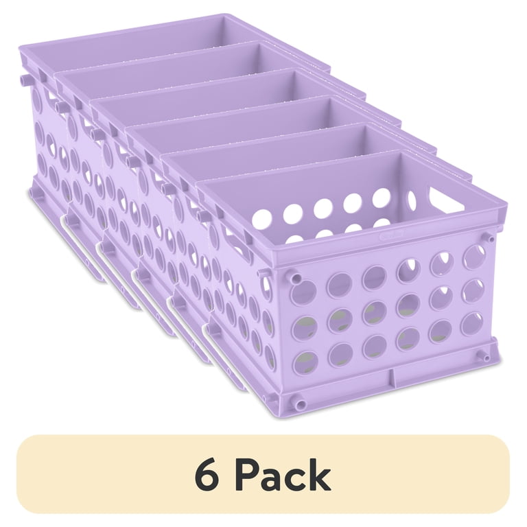 6 pack) Sterilite Mini Crate Plastic, Lavender Sky - Walmart.com