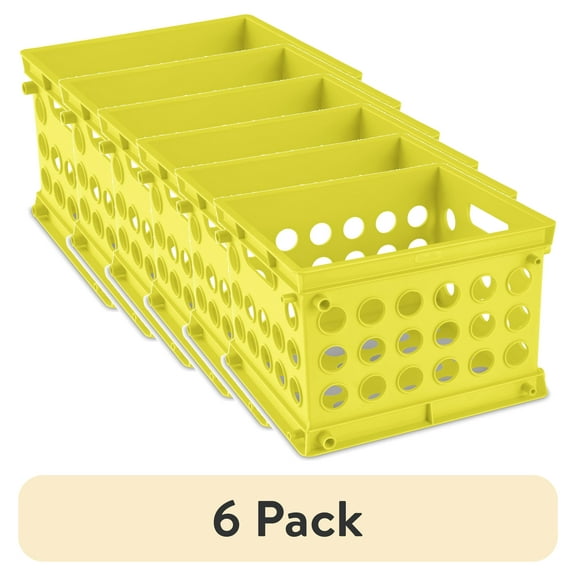 (6 pack) Sterilite Mini Crate Plastic, Lemon Lime