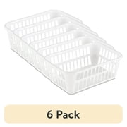 (6 pack) Sterilite Storage Basket, Versatile Open Plastic Bin, White