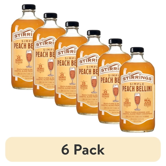 (6 pack) Stirrings Peach Bellini Cocktail Mixer, 750ml