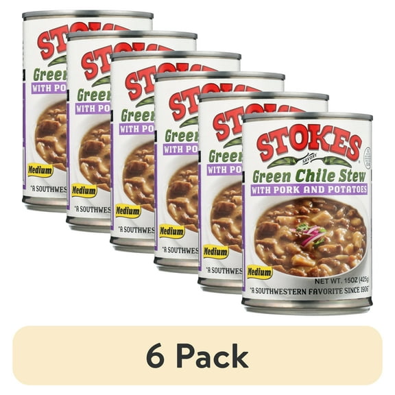 (6 pack) Stokes Green Chile Stew with Pork and Potatoes, Medium, 15 oz Can