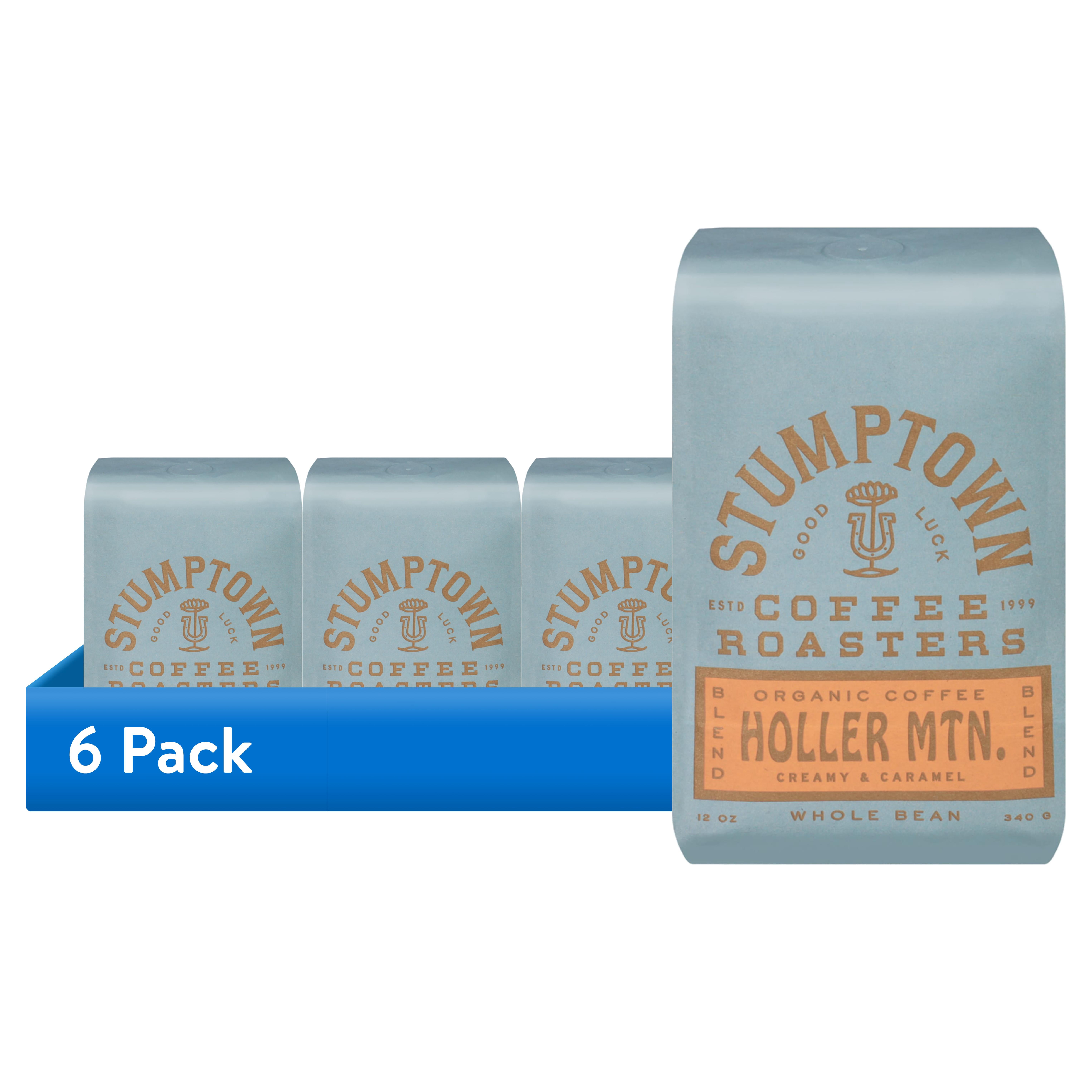 (6 pack) Stumptown Coffee Organic Holler Mountain Premium Medium Roast Whole Bean Coffee, Arabica, 12 oz