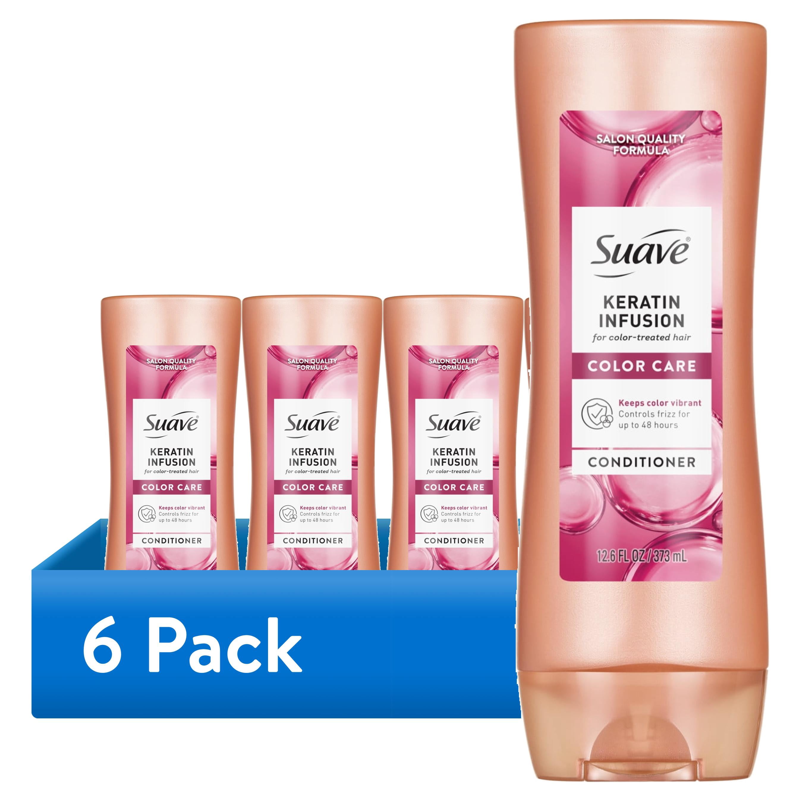 (6 pack) Suave Keratin Infusion Conditioner For Color Treated Hair, 48HR Frizz Control, 12.6 FL OZ