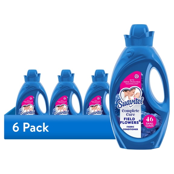 (6 pack) Suavitel Complete Liquid Fabric Softener, Fabric Conditioner, Field Flowers Scent, 46 fl oz Bottle