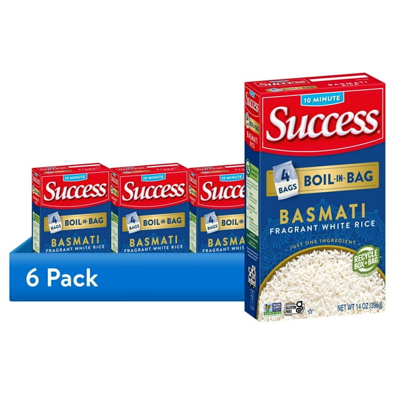 (6 pack) Success Boil-in-Bag Basmati Rice, Gluten Free, 14 oz Box