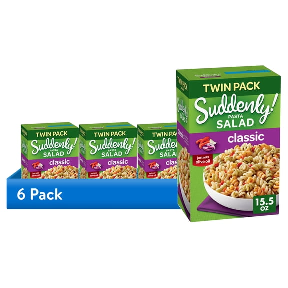 (6 pack) Suddenly Pasta Salad Classic with Red Peppers & Seasoning Twin Pack, 15.5 oz Box