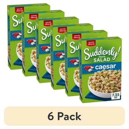 (6 pack) Suddenly Pasta Salad Caesar with Red Peppers & Croutons, 7.25 oz Box