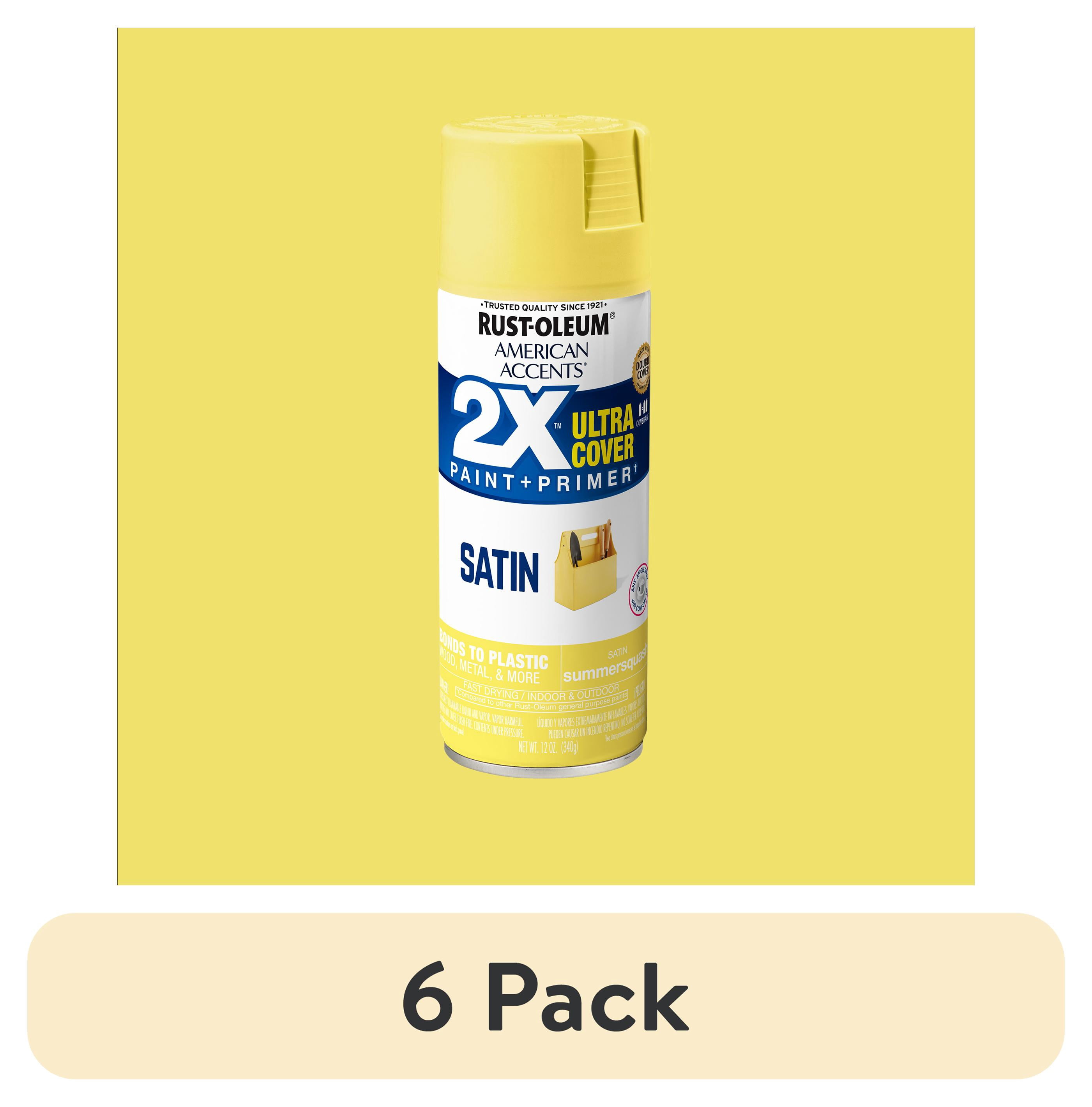 (6 pack) Summer Squash, Rust-Oleum American Accents 2X Ultra Cover Satin Spray Paint-327947, 12 oz