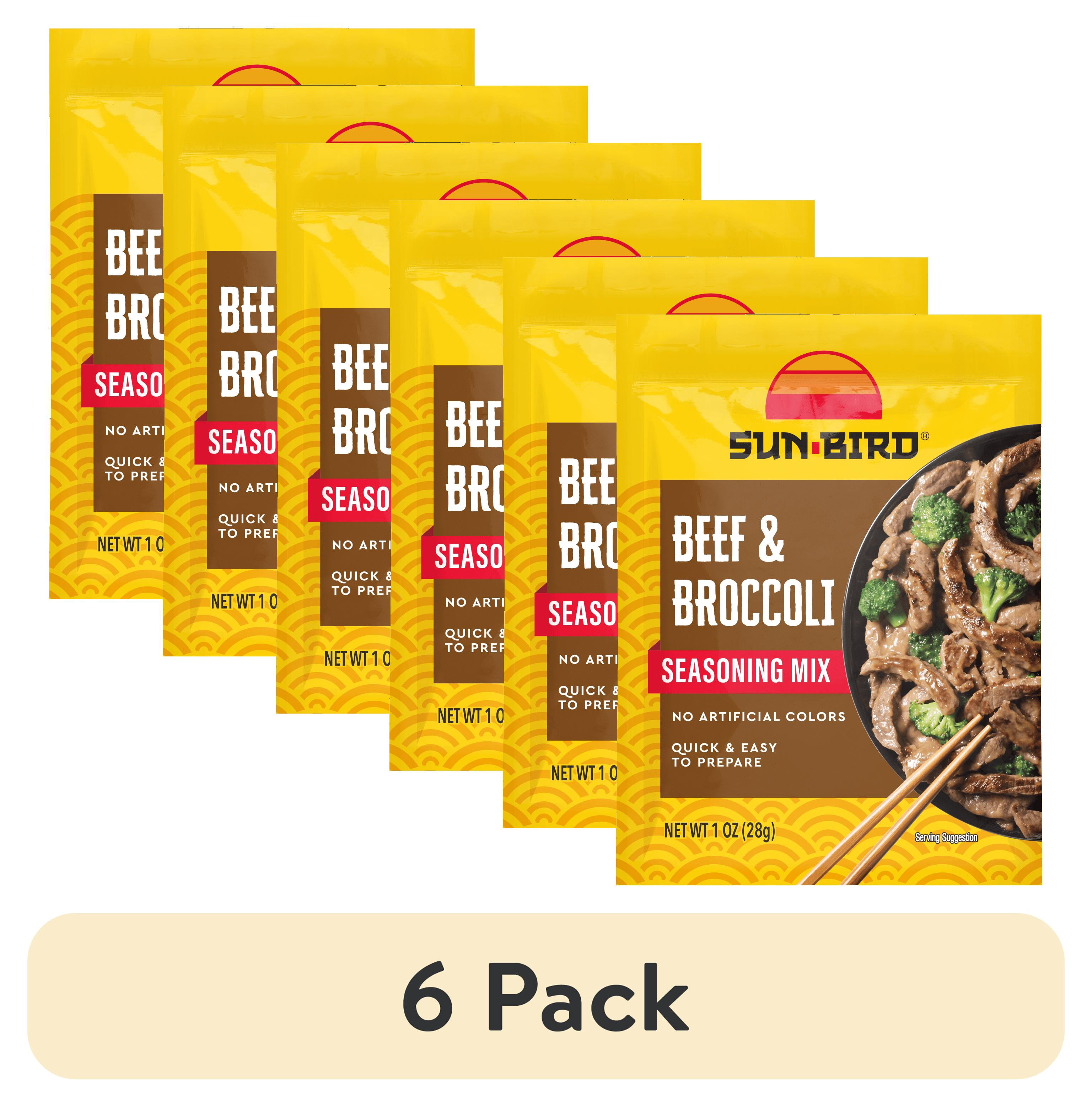 (6 pack) Sun-Bird Beef & Broccoli Seasoning Mix, 1 oz Pouch