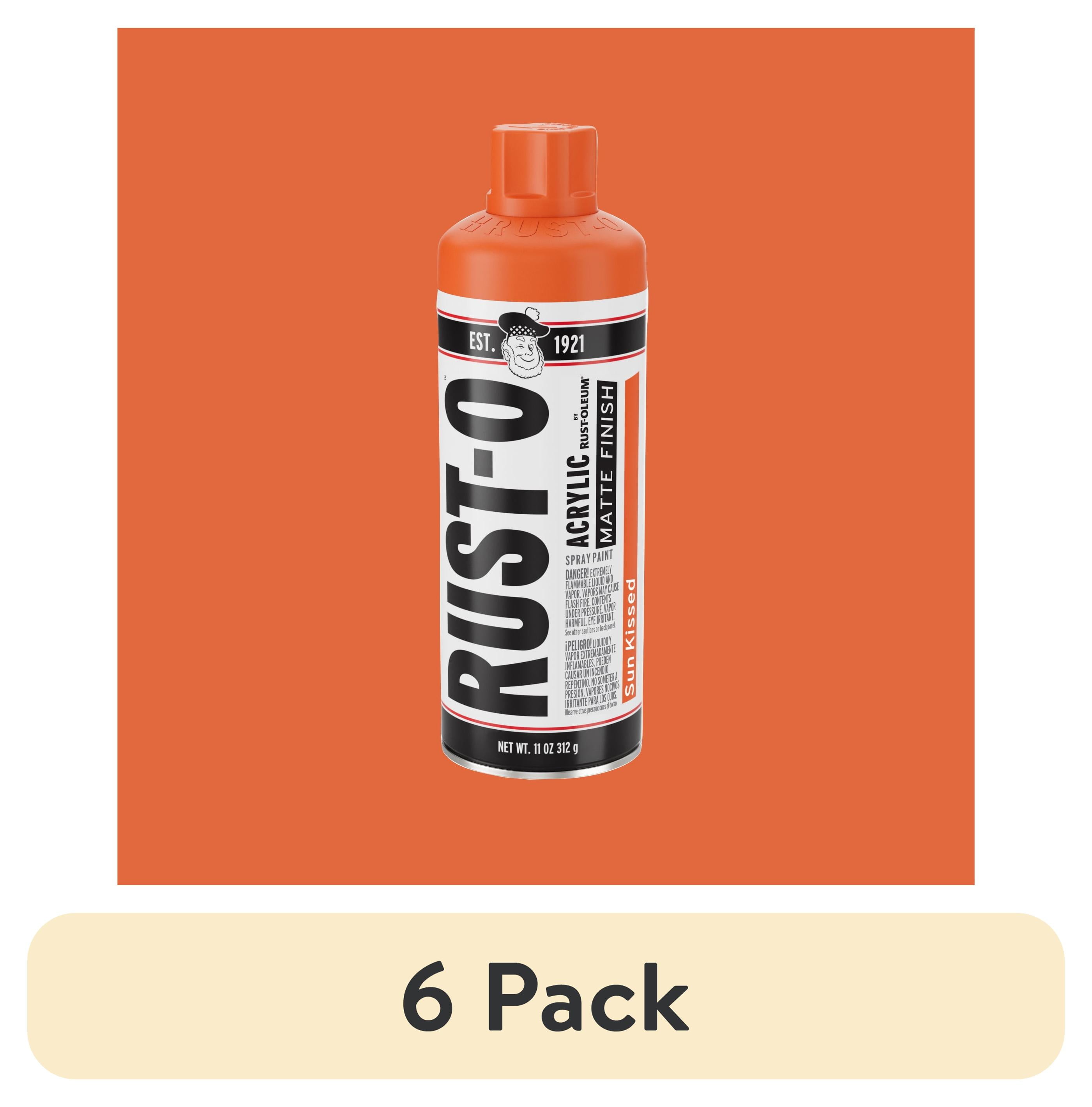 (6 pack) Sun Kissed, Rust-Oleum Rust-O Acrylic Matte Spray Paint-392211, 11 oz