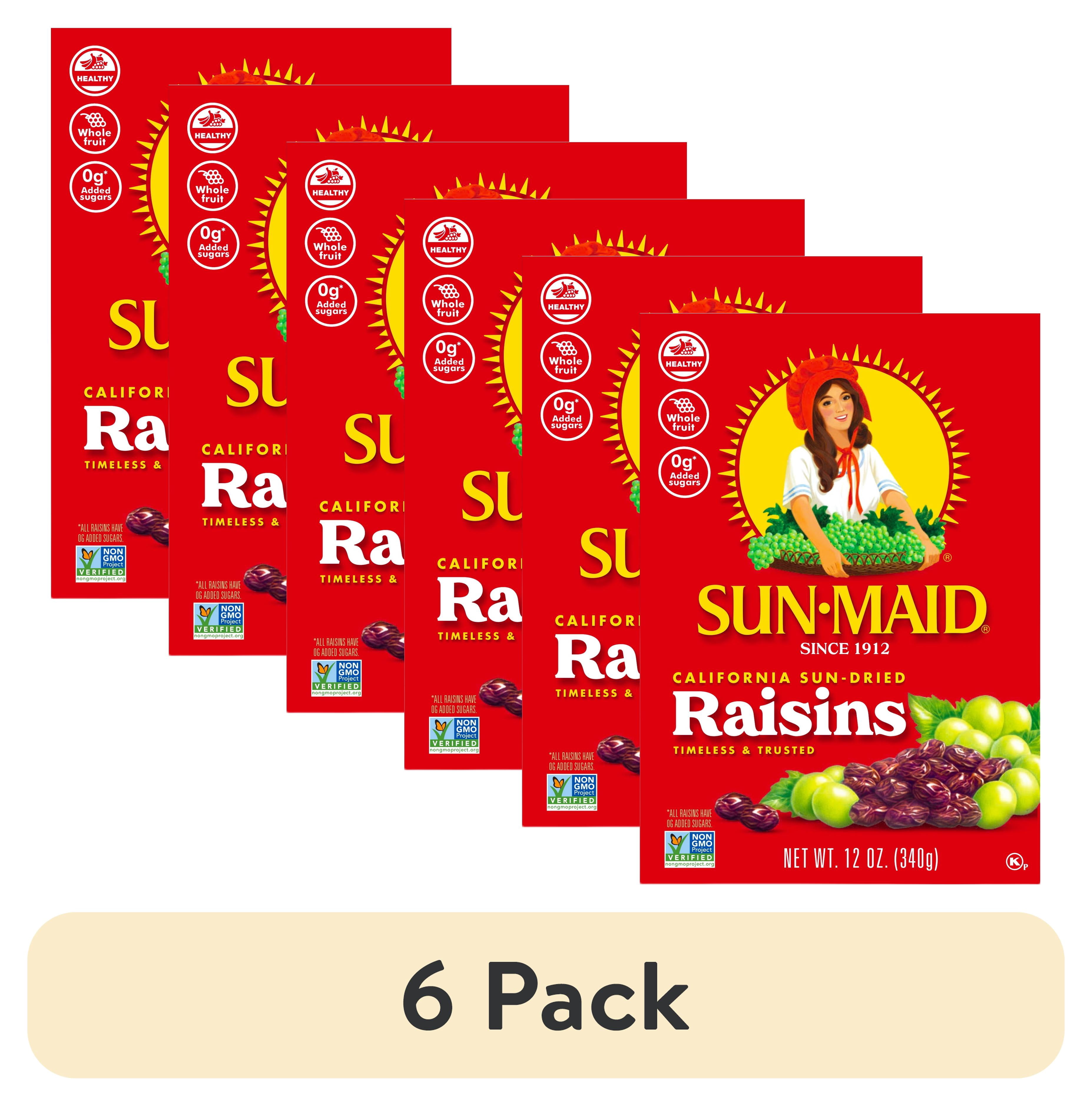 (6 pack) Sun-Maid California Sun-Dried Raisins, 12 oz Bag in a Box