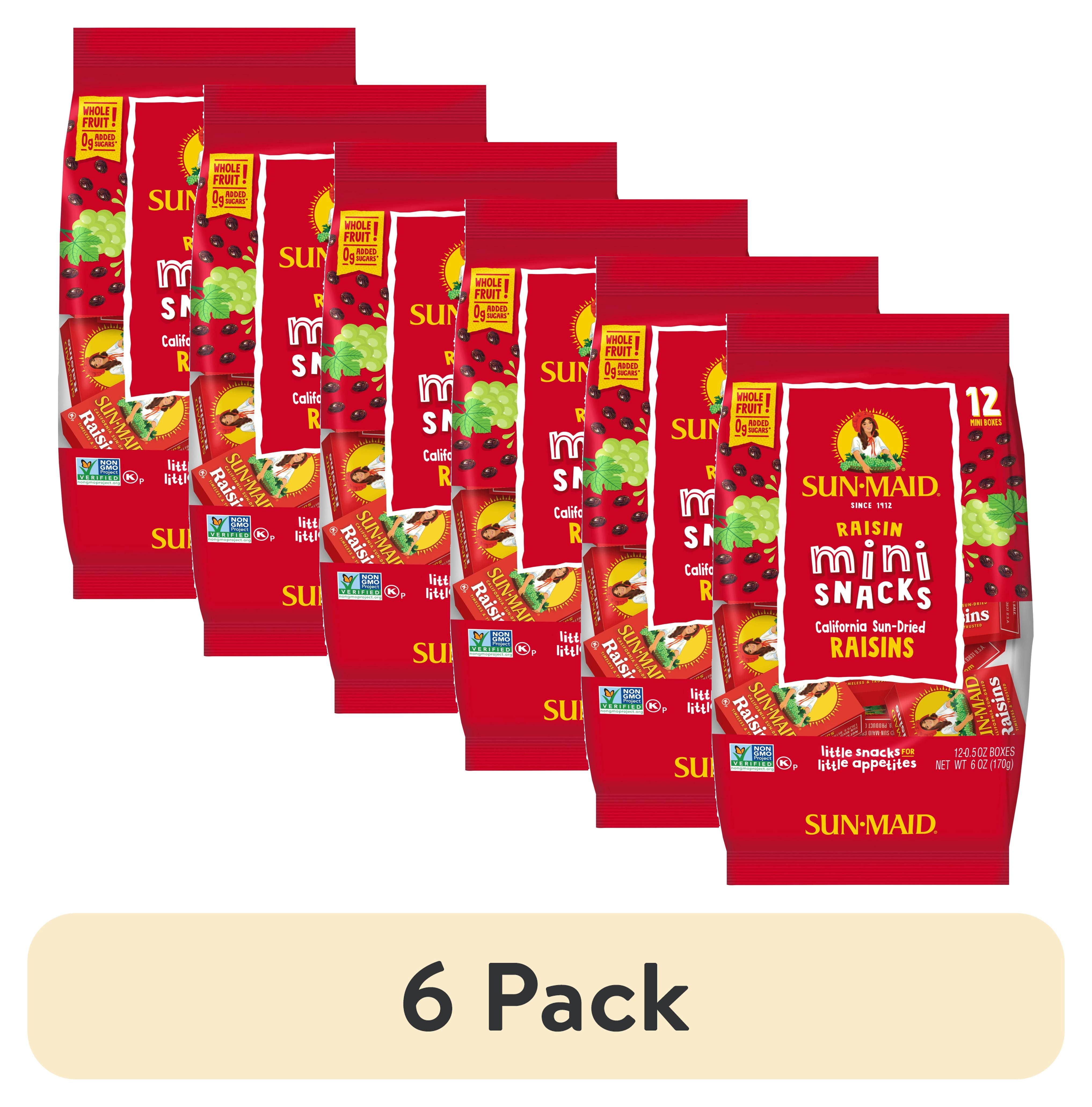 (6 pack) Sun-Maid California Sun-Dried Raisins, 0.5 oz Mini Snack Boxes ...