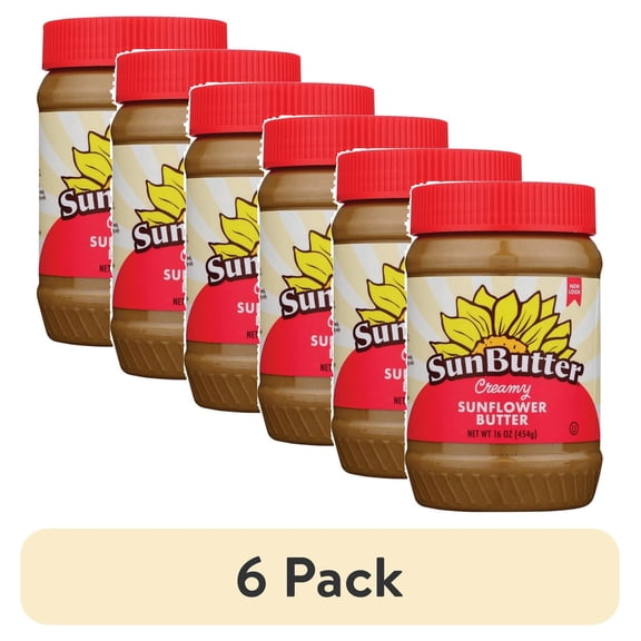 (6 pack) SunButter Creamy Sunflower Seed Butter 16 oz Jar