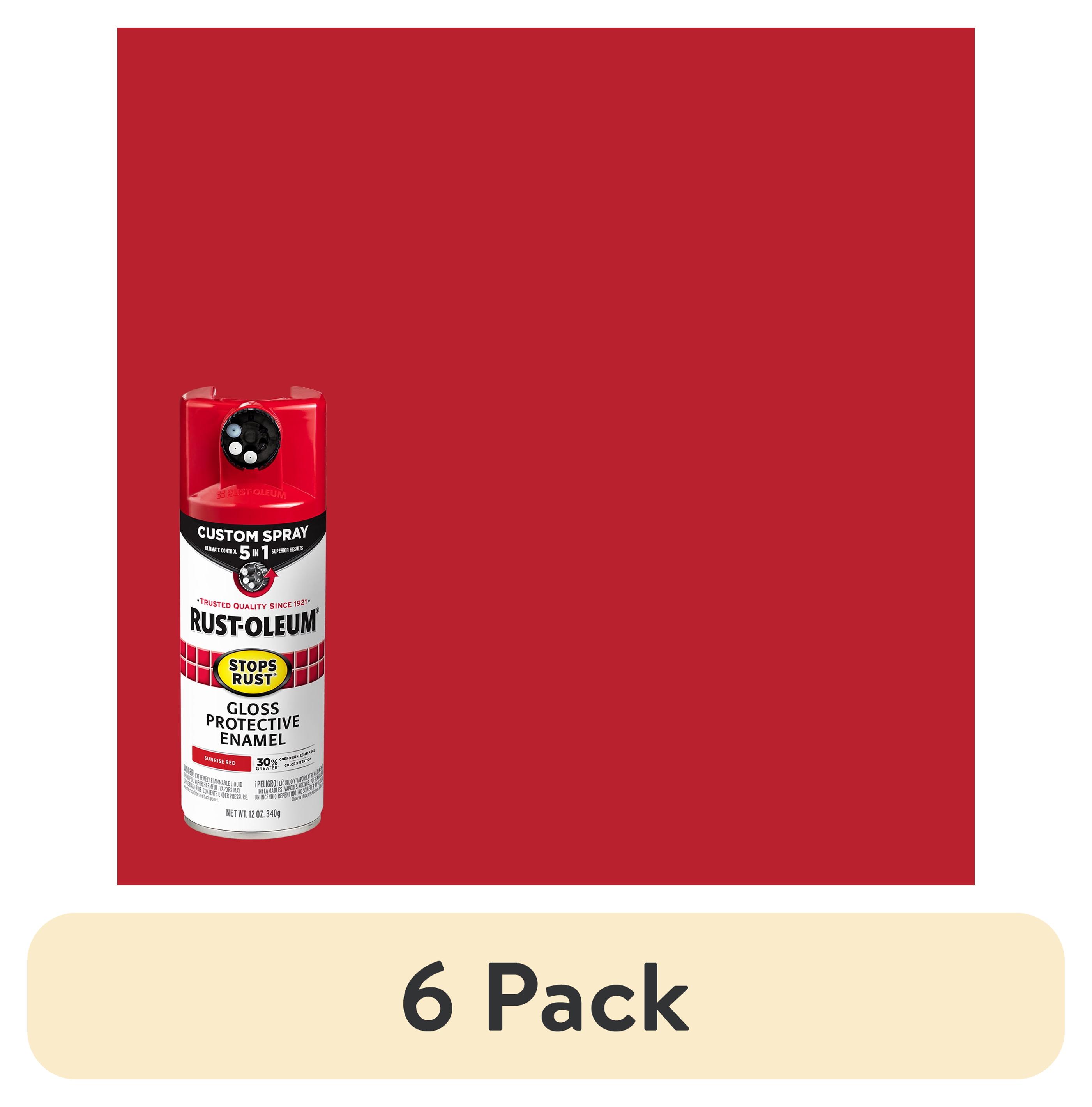 (6 pack) Sunrise Red, Rust-Oleum Stops Rust Custom Sprays 5 in 1 Gloss Spray Paint- 12 oz, 376899