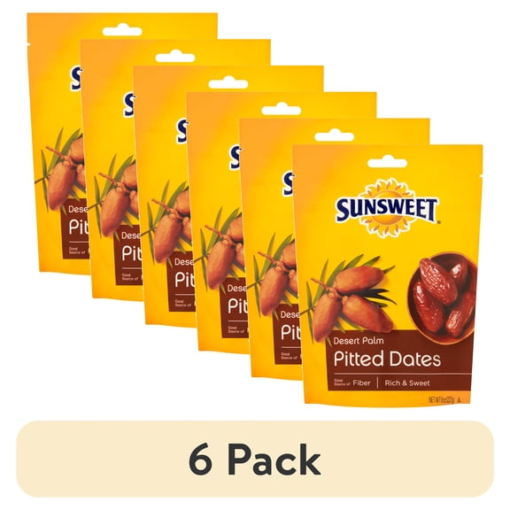 (6 pack) Sunsweet, Desert Palm Pitted, Dates, 8, oz
