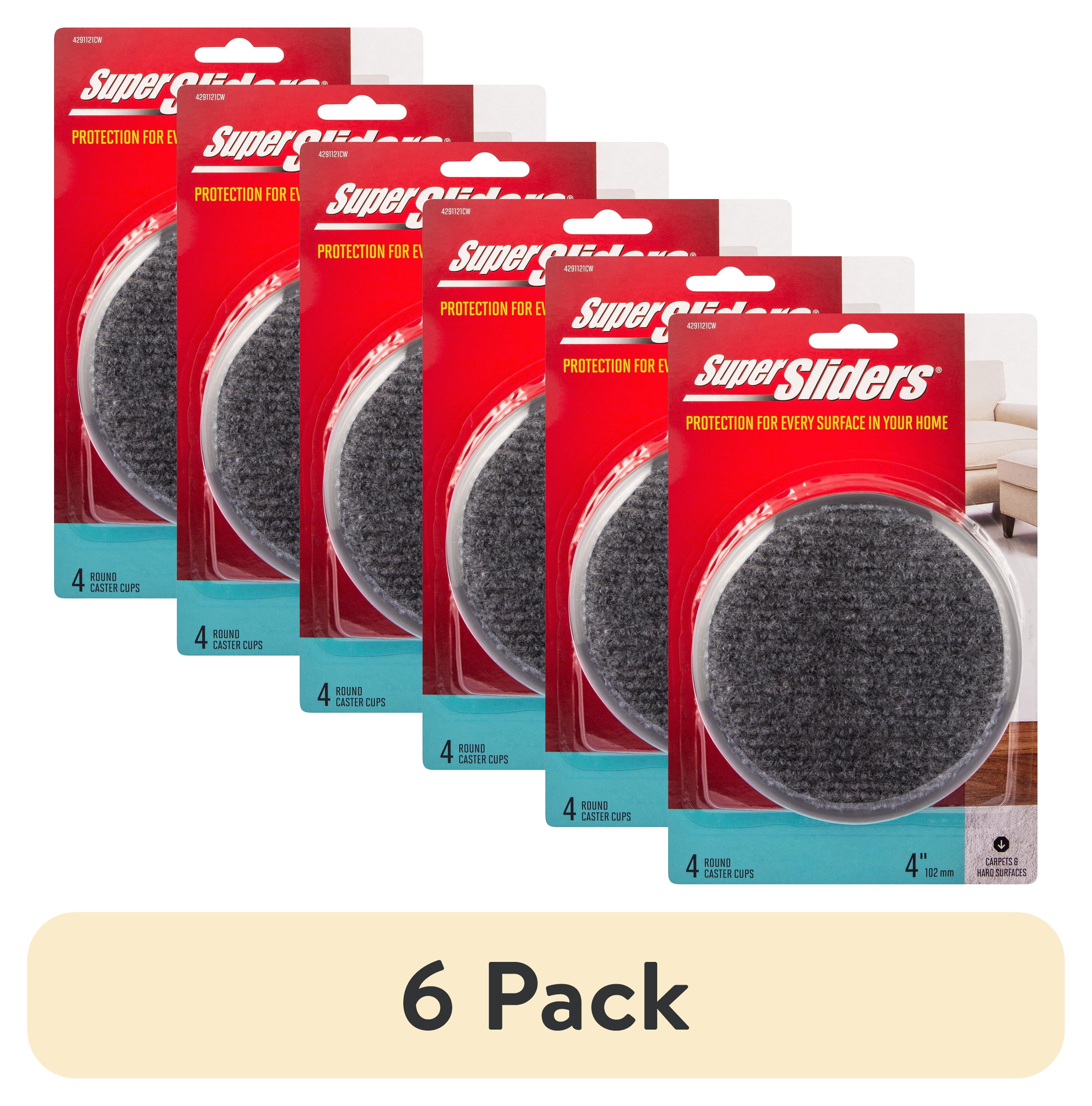 (6 pack) Super Sliders 4 inch Round Furniture Caster Cup Plastic for Hardwood - Brown, 4 Pack