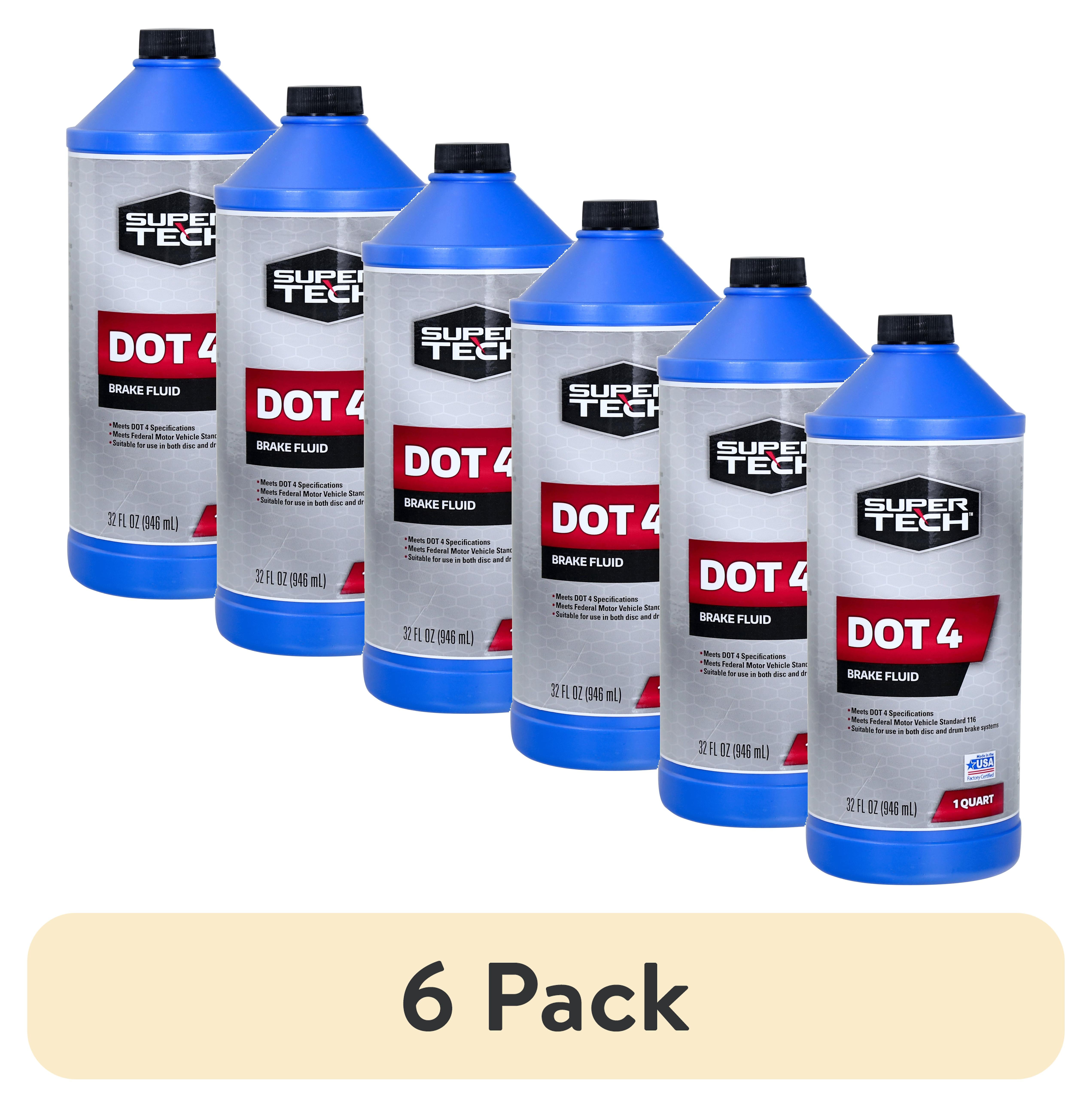 (6 pack) Super Tech Dot 4 Motor Vehicle Brake Fluid, 32 fl oz