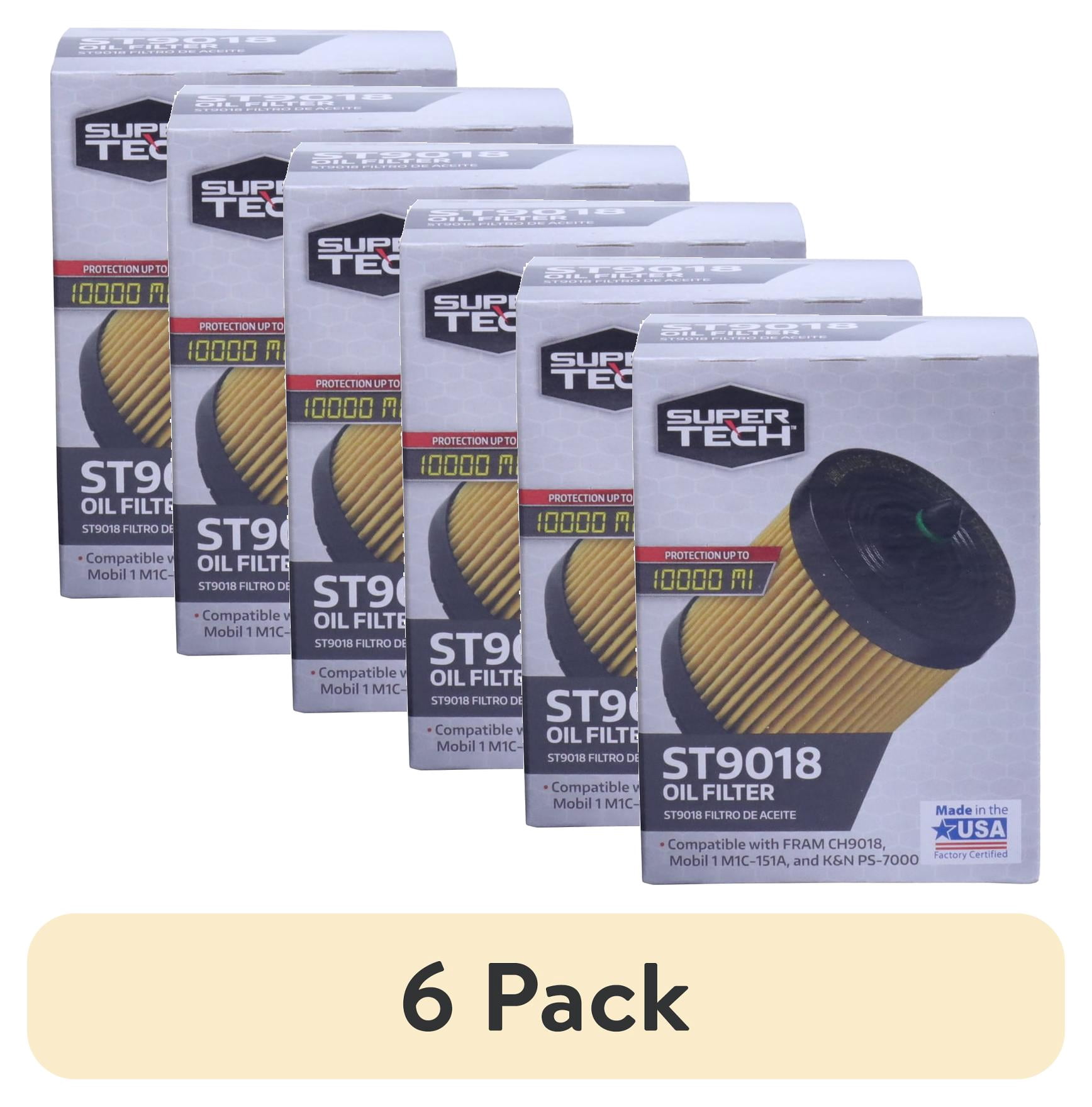 (6 pack) Super Tech Oil Filter, ST10246, 10,000 mile Cartridge Engine Oil Filter for Chevrolet Vehicles