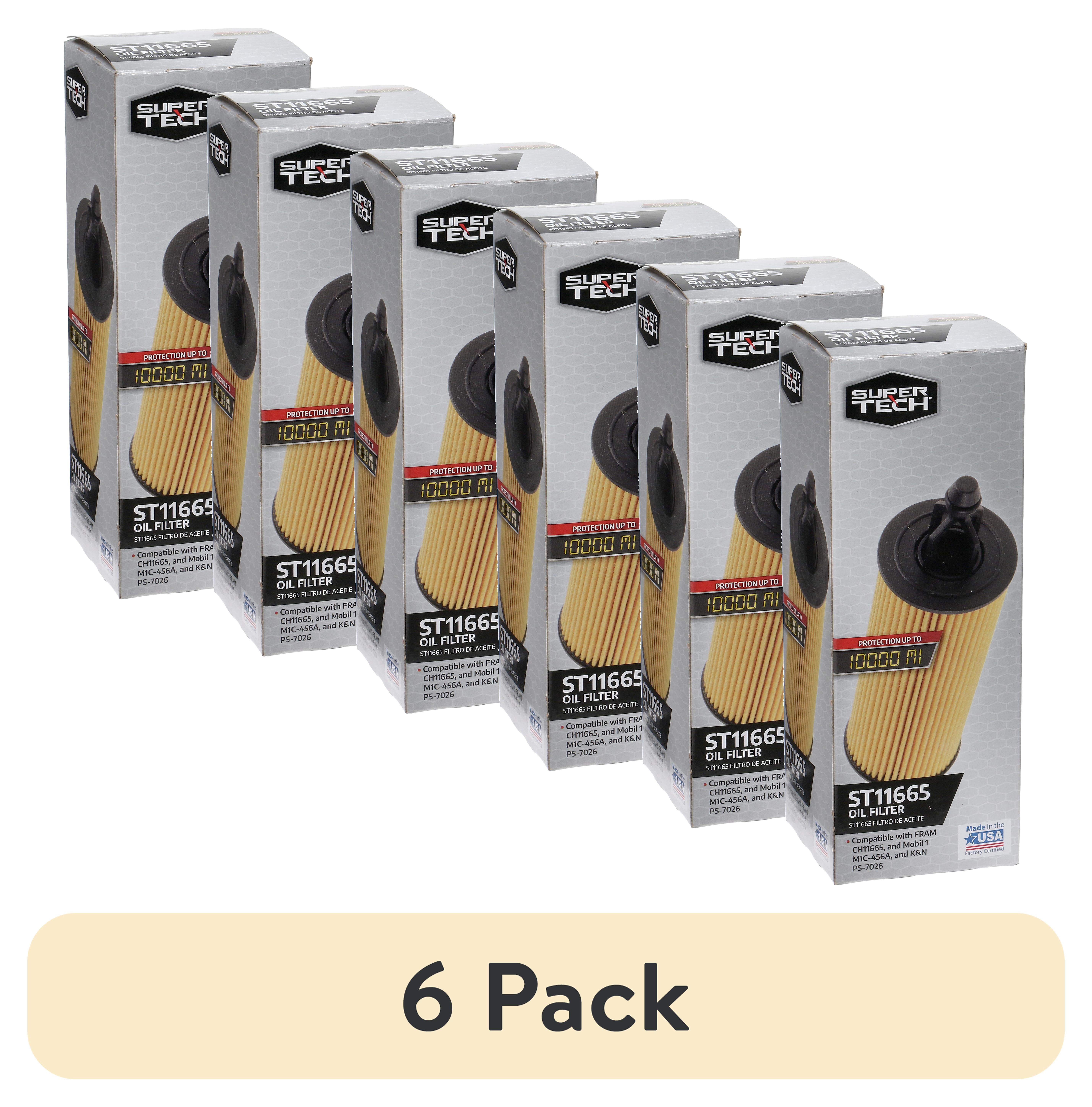 (6 pack) Super Tech Oil Filter, ST11665, 10K mile Filter for Select Chrysler, Dodge, Jeep and Ram Vehicles