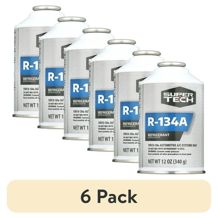 (6 pack) Super Tech R-134a Refrigerant, 12 oz.