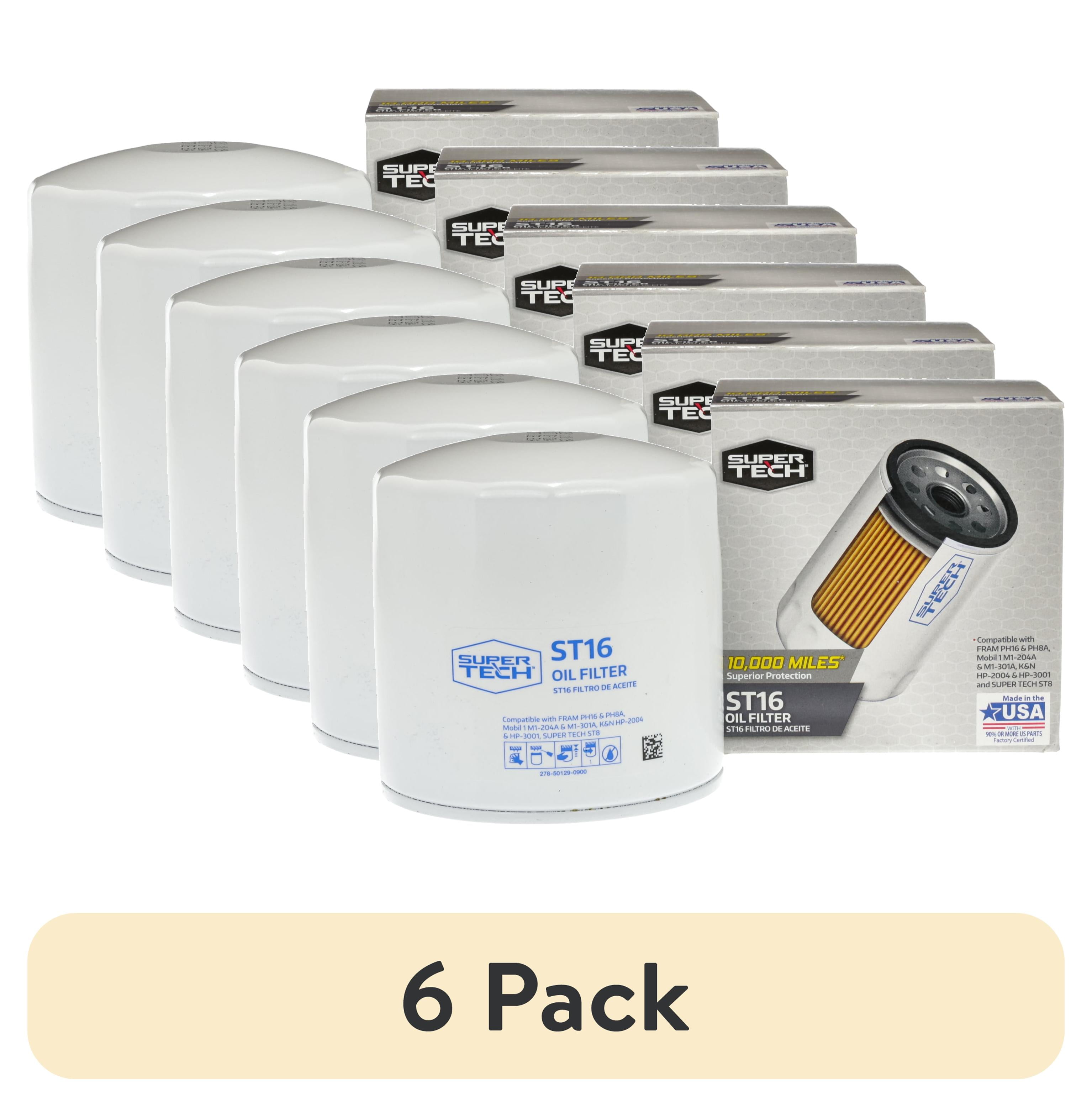 (6 pack) Super Tech ST16 10K mile Spin-on Engine Oil Filter Fits Chrysler, Dodge, Ford, and Toyota