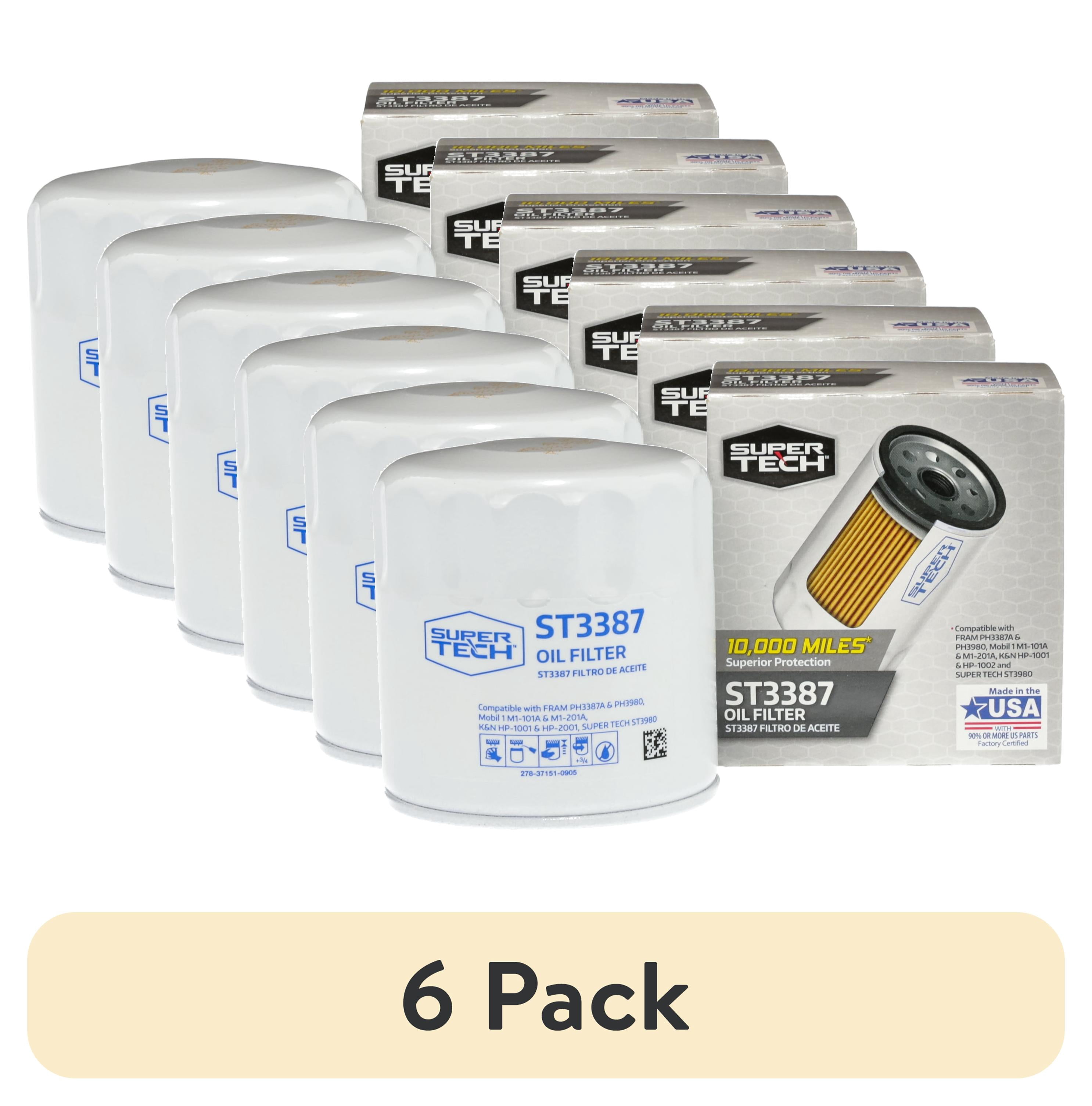 (6 pack) Super Tech ST3387 10K Mile Spin-On Motor Oil Filter Fits GM and Isuzu Fits select: 1988-2000 CHEVROLET GMT-400, 1995-2000 CHEVROLET TAHOE