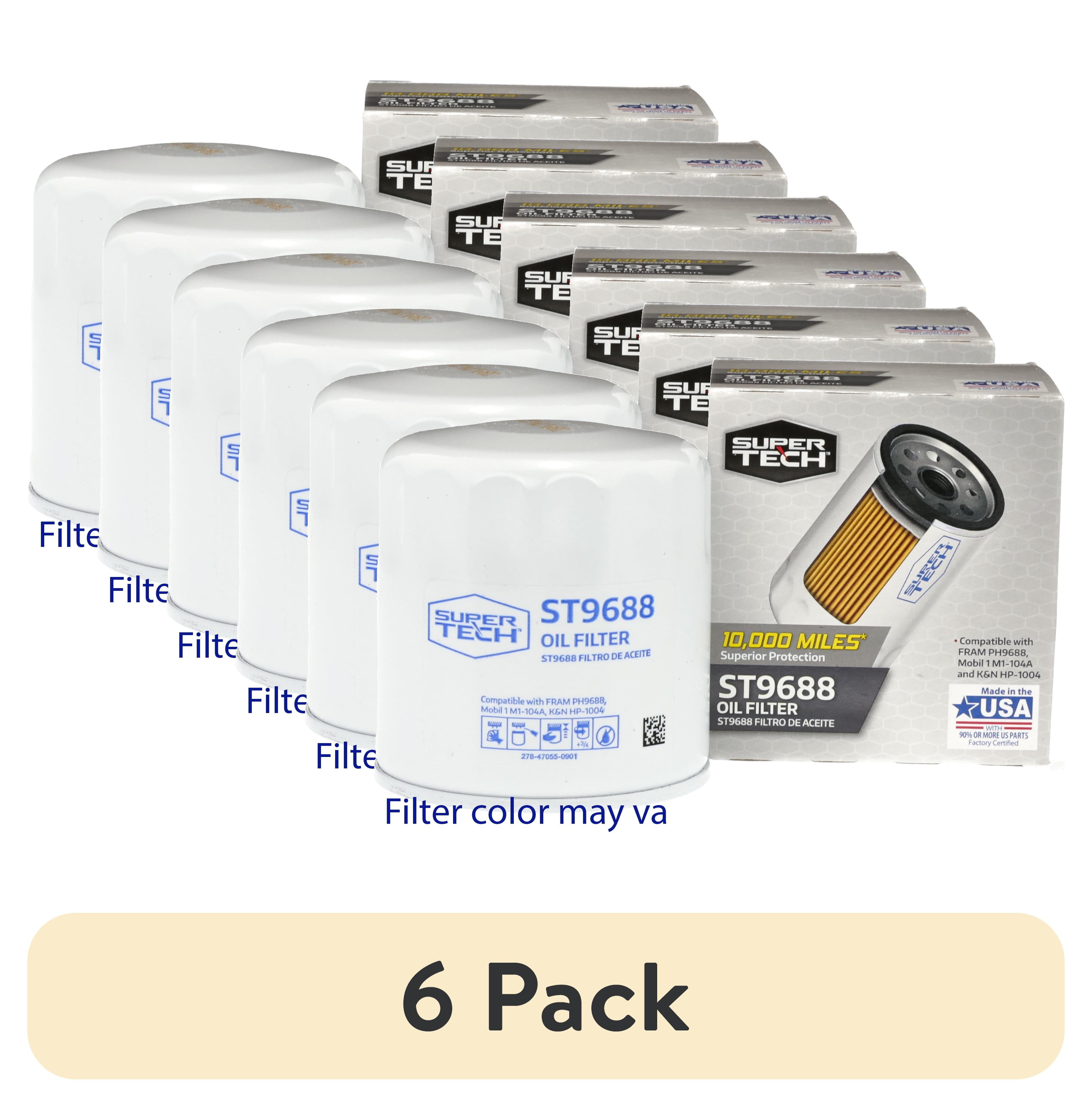 (6 pack) Super Tech ST9688 10K mile Spin-on Motor Oil Filter for Honda, Hyundai, Isuzu, Kia and Mitsubishi