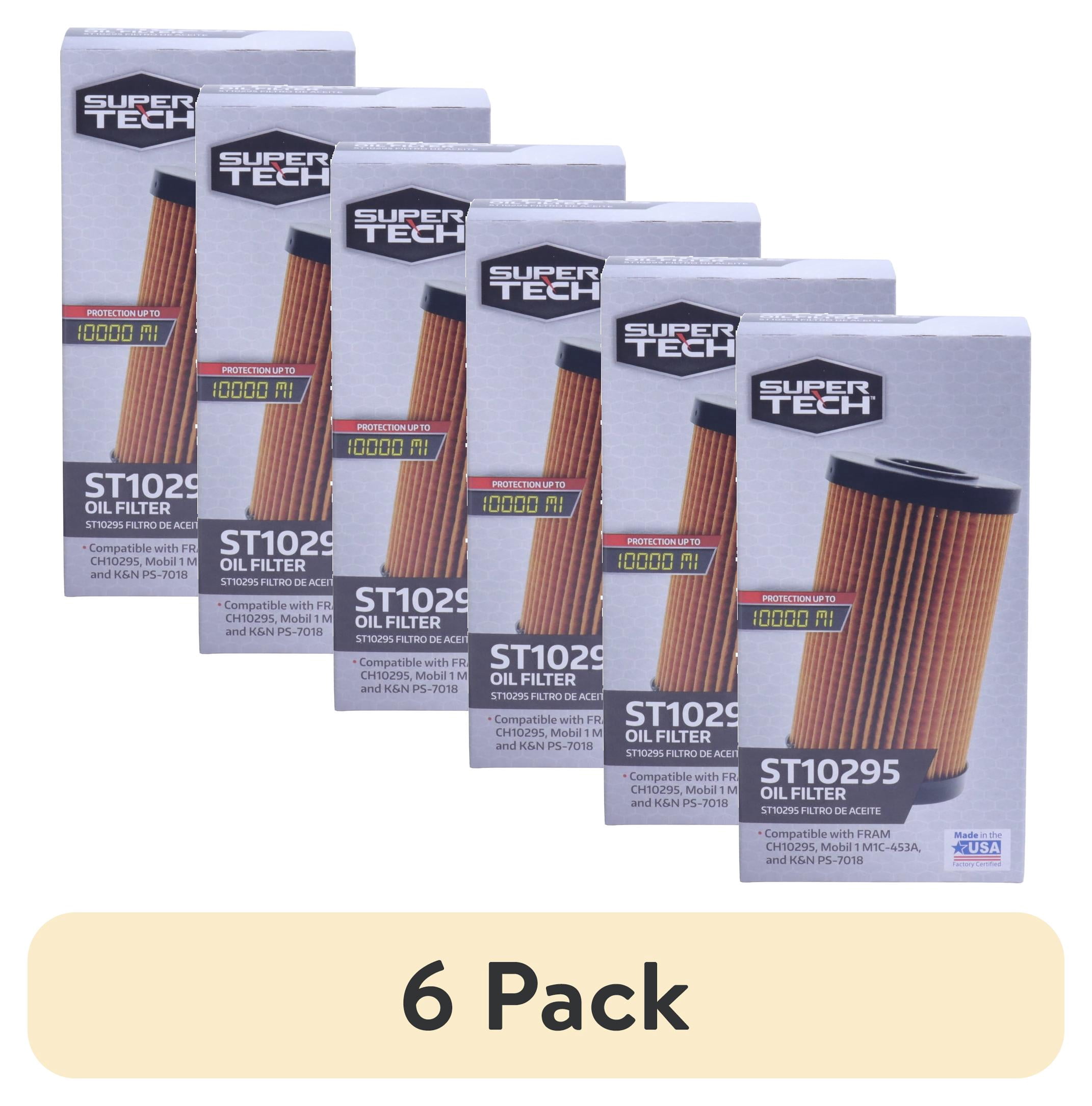 (6 pack) SuperTech Oil Filter, ST10295, 10K mile Engine Oil Filter for Lexus and Toyota Vehicles