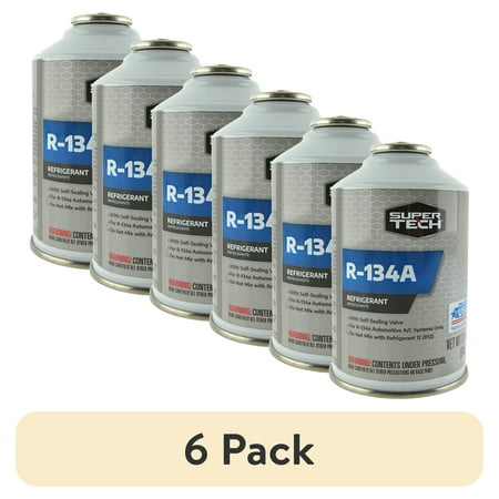 (6 pack) SuperTech R-134A Refrigerant, 12 oz