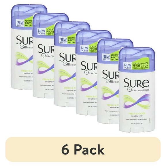 (6 pack) Sure Anti-Perspirant Deodorant, Fresh And Cool, 2.6 Oz