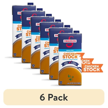 (6 pack) Swanson Unsalted Chicken Stock, 32 oz Carton