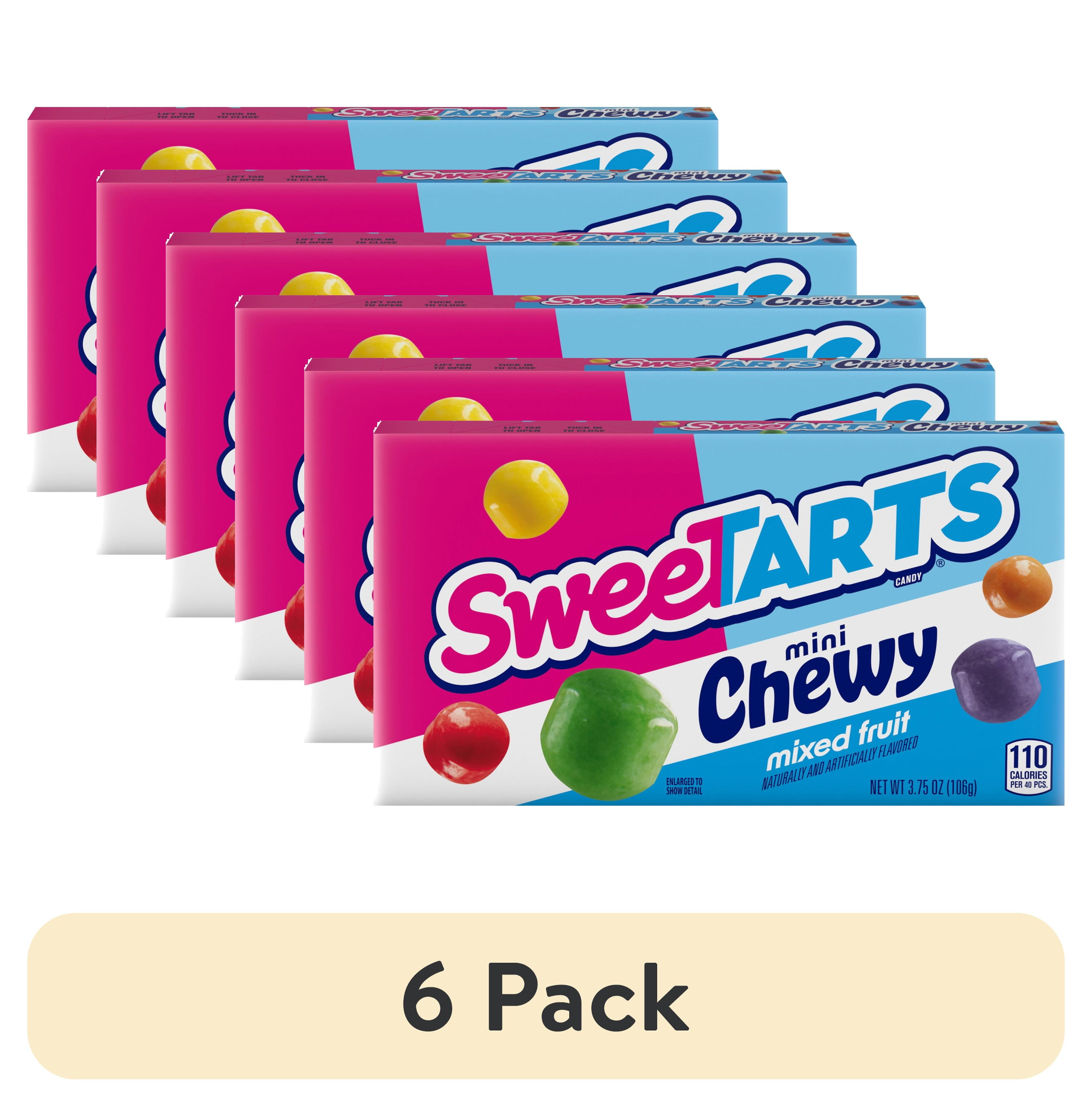 (6 pack) SweeTARTS Mini Chewy, Candy, Mixed Fruit, Theater Box, 3.75 oz