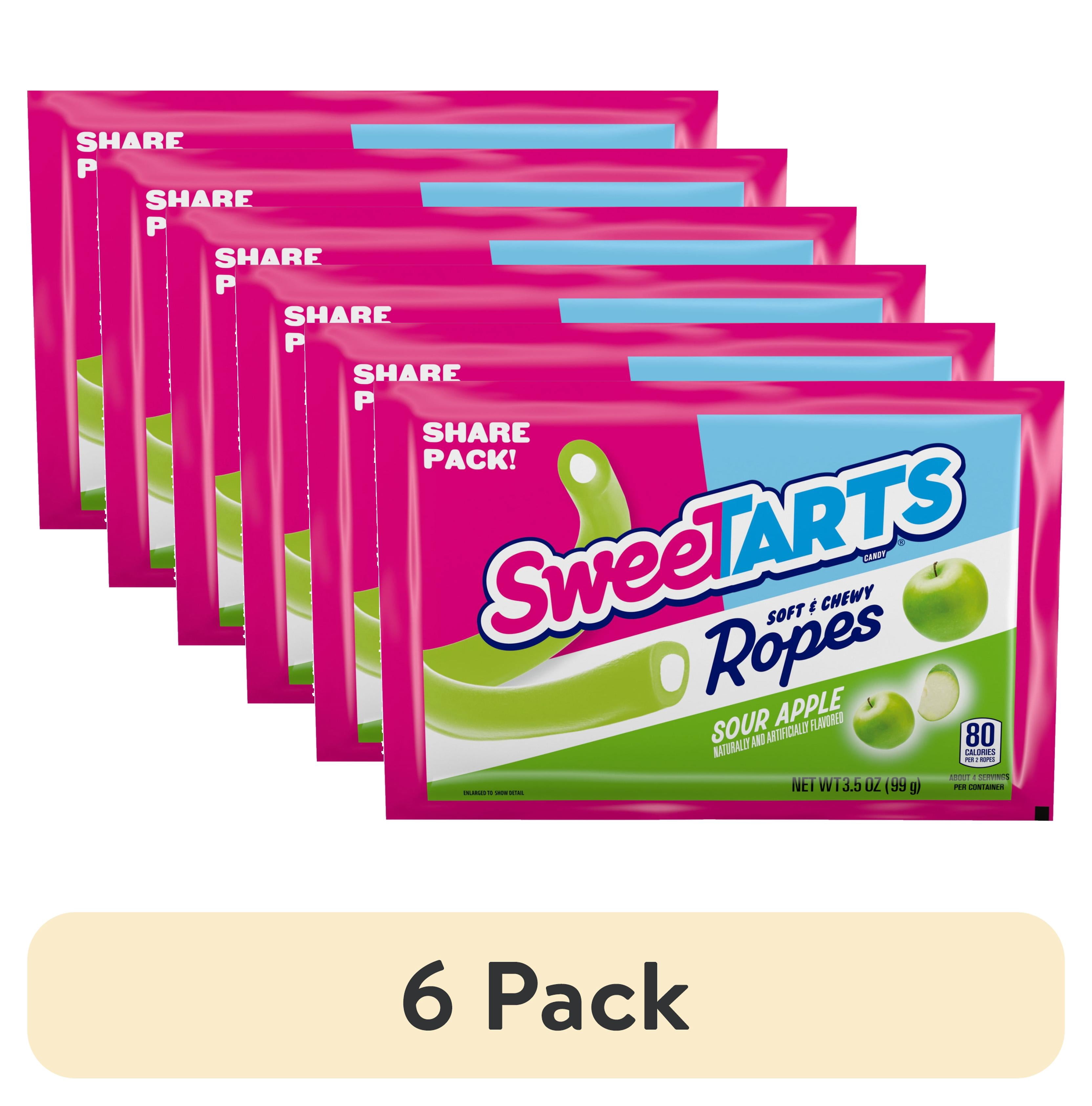 (6 pack) SweeTARTS Ropes, Candy, Sour Apple, Soft and Chewy, 3.5 oz