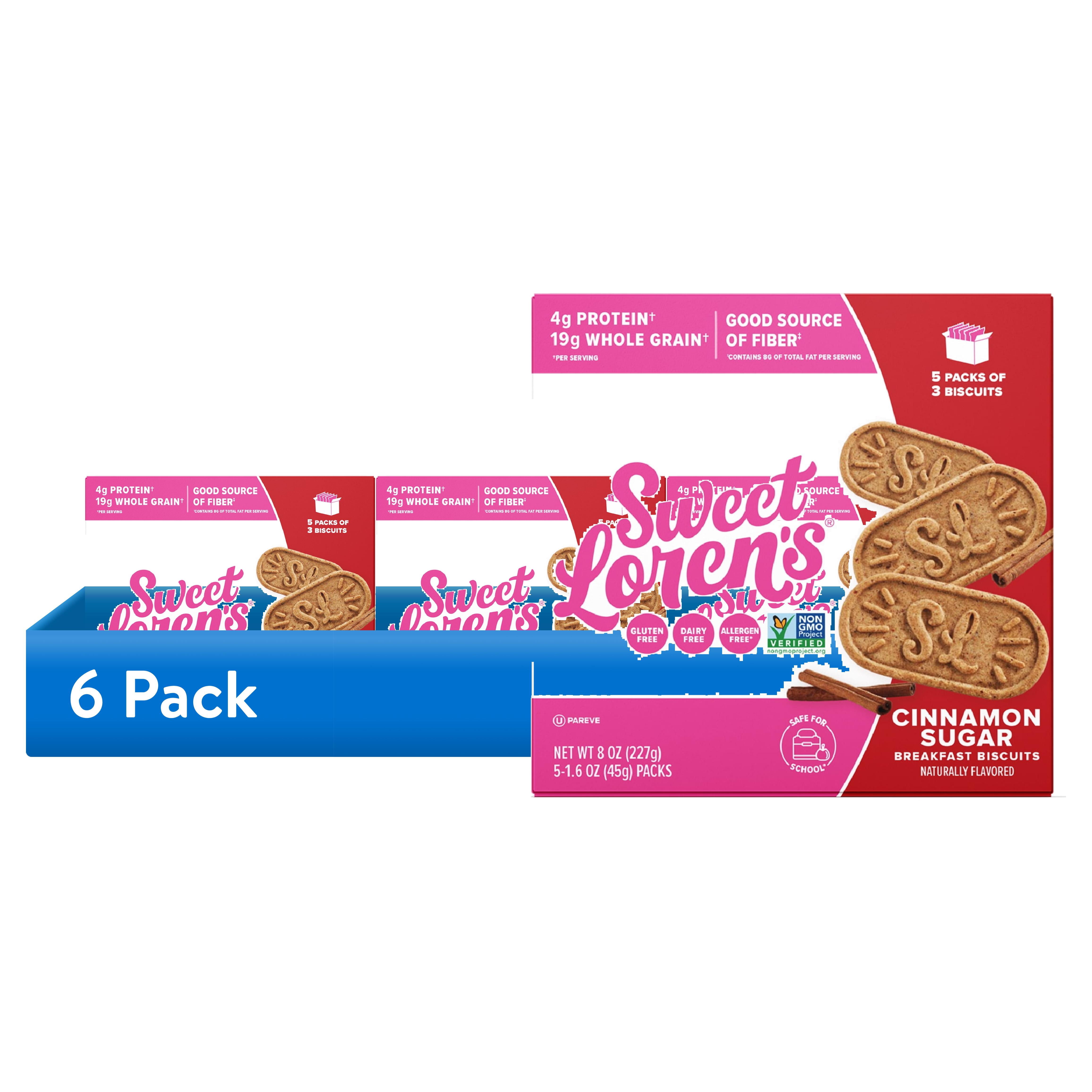(6 pack) Sweet Loren's Cinnamon Sugar Breakfast Biscuits, Gluten & Dairy Free, 8oz/5ct