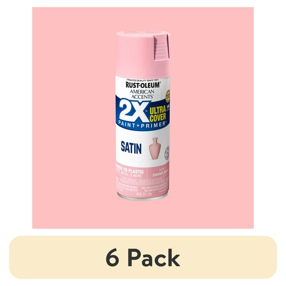 (6 pack) Sweet Pea, Rust-Oleum American Accents 2X Ultra Cover Satin Spray Paint-354730, 12 oz