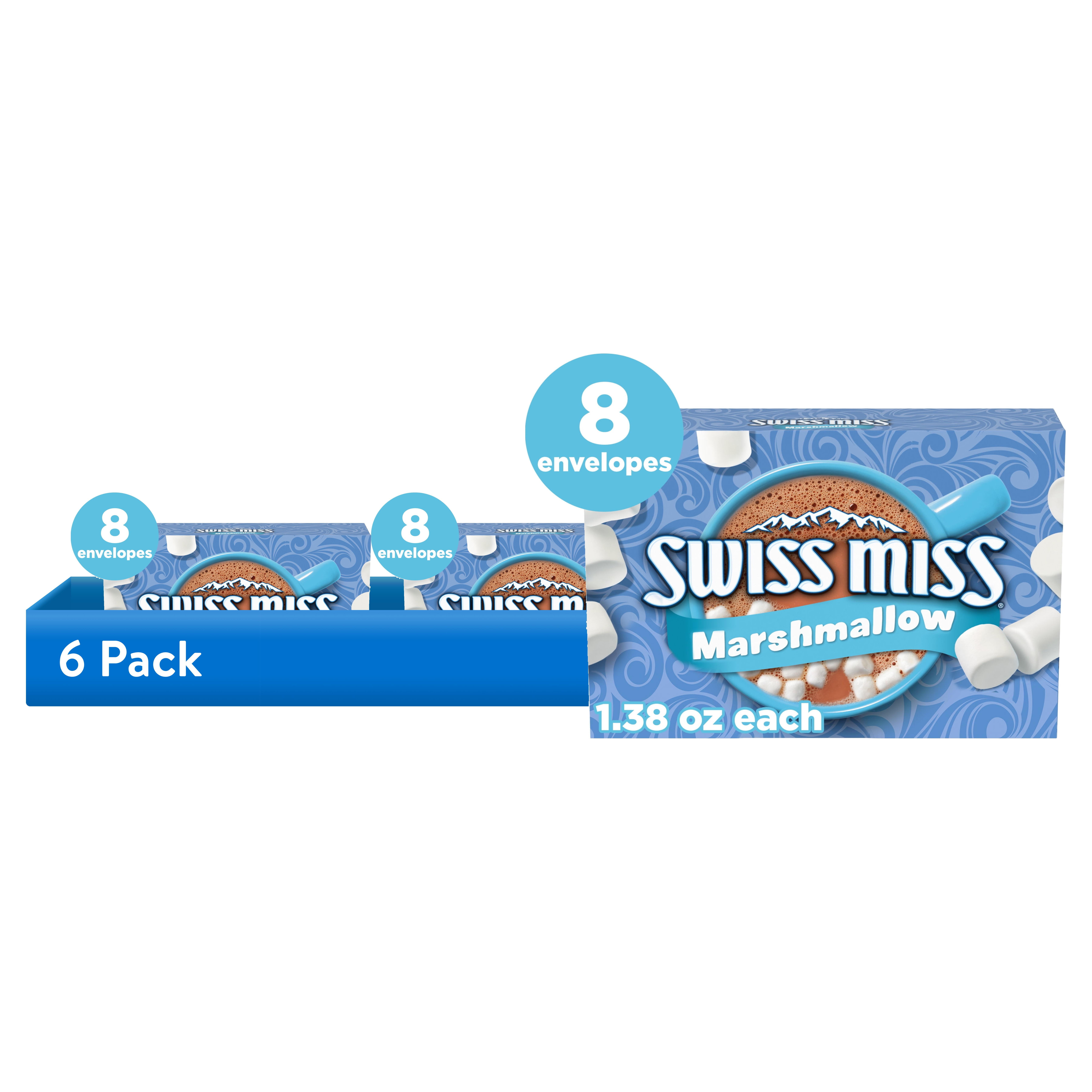 (6 pack) Swiss Miss Chocolate Hot Cocoa Mix With Marshmallows, 1.38 oz., 8-Count Envelopes