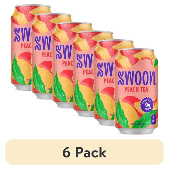 (6 pack) Swoon Zero Sugar Peach Tea, 5 Calories, Sugar Free, 12 fl oz Can