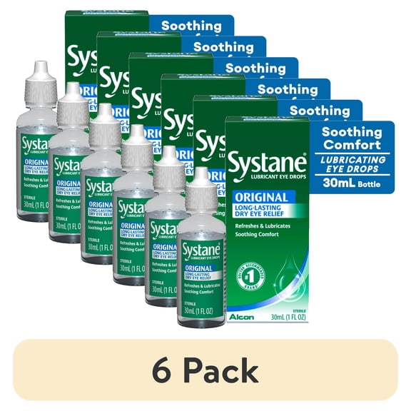 (6 pack) Systane Lubricant Long Lasting Liquid Eye Drops for Dry Eye Relief and Daily Use, 30 ml