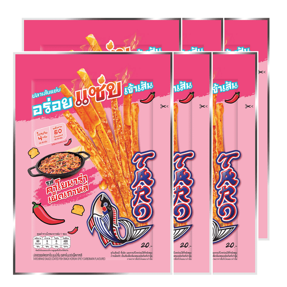 (6 pack) TARO Sauce Coated Fish Snack Korean Spicy Carbonara Flavor 18g