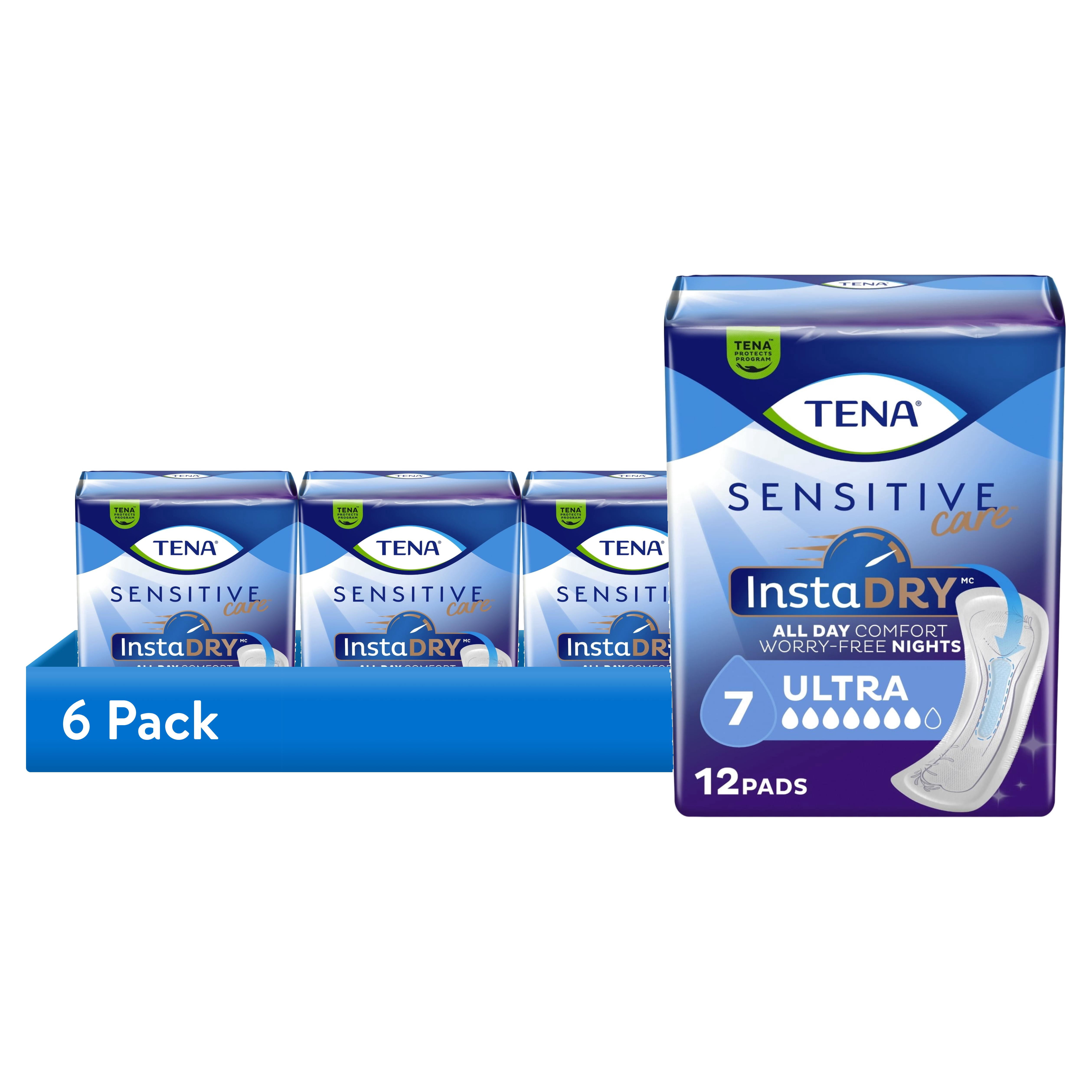 (6 pack) TENA Sensitive Care InstaDry Ultra Absorbency Incontinence Pads Women, 12ct