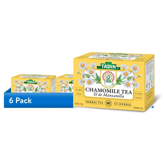 (6 pack) Tadin Chamomile Tea, Herbal Tea, Caffeine-Free Tea, Herbal Tea Bags, 24 Count, Pack of 1
