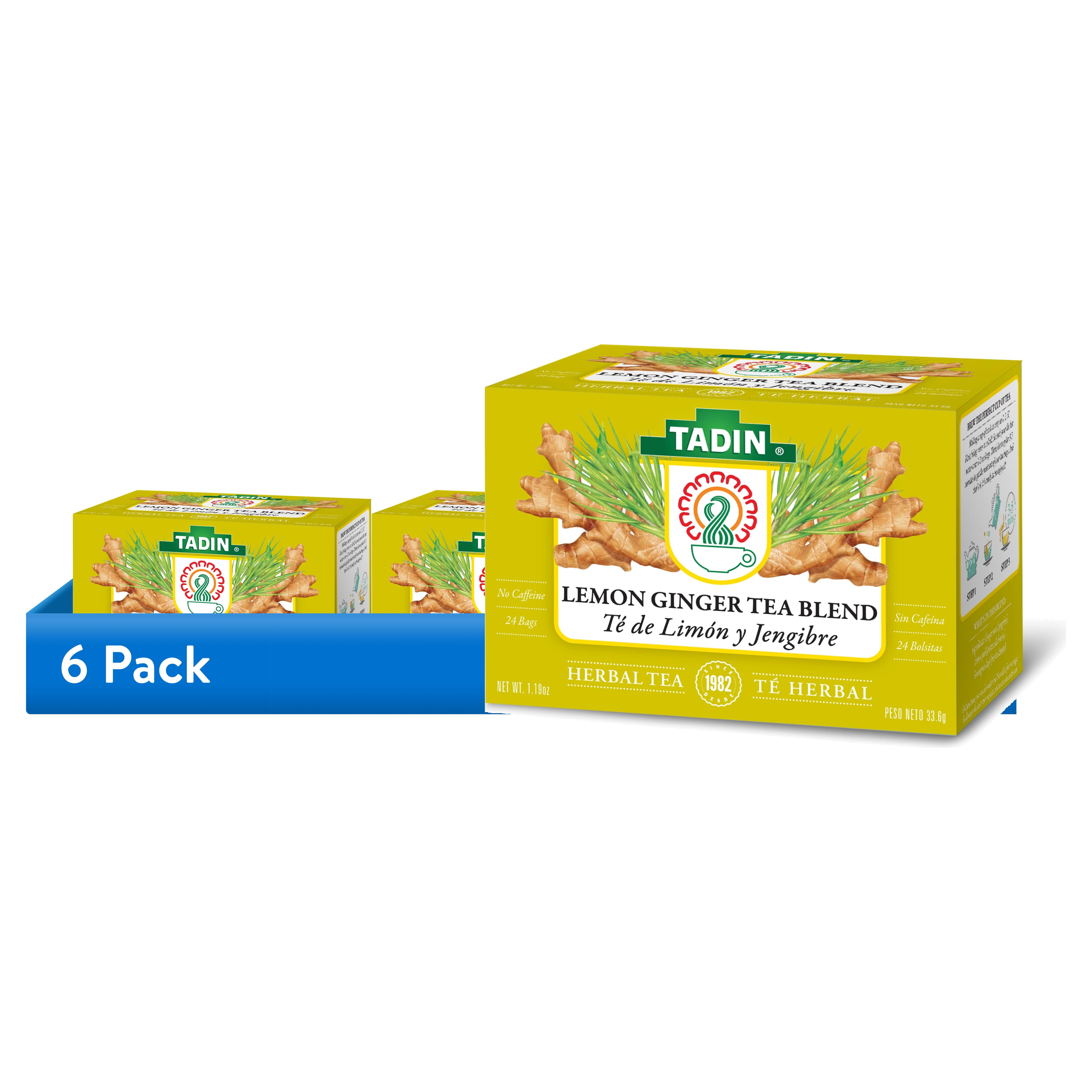 (6 pack) Tadin Lemon Ginger Tea, Herbal Tea, Caffeine-Free Tea, Herbal Tea Bags, 24 Count, Pack of 1
