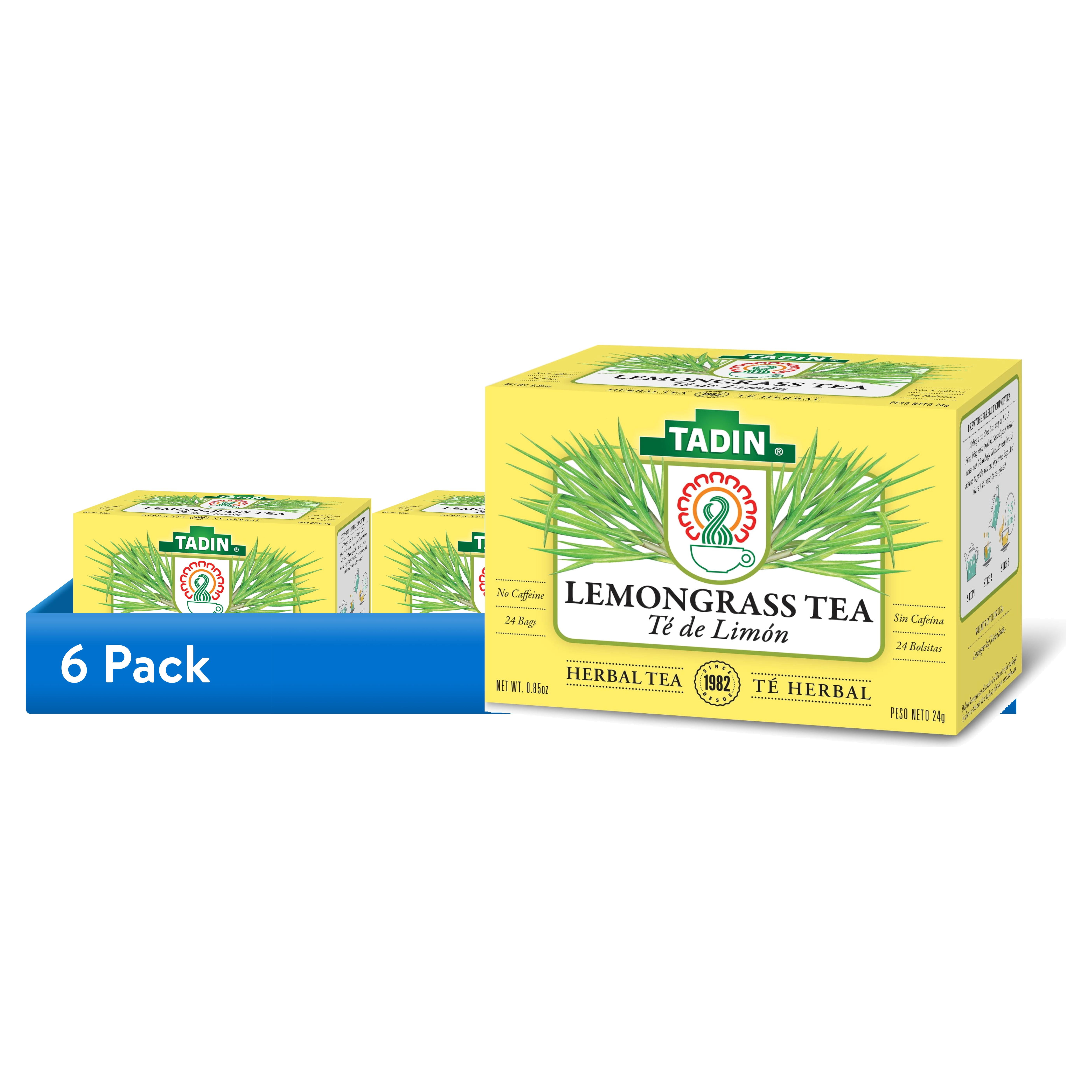 (6 pack) Tadin Lemongrass Tea, Herbal Tea, Caffeine-Free Tea, Herbal Teabags, 24 Count, Pack of 1